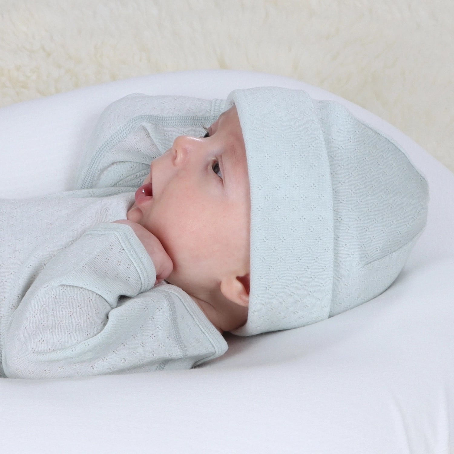Merino Beanie Duck Egg NB - Little Bee by Dimples