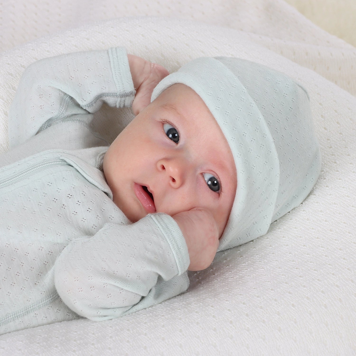 Merino Beanie Duck Egg NB - Little Bee by Dimples