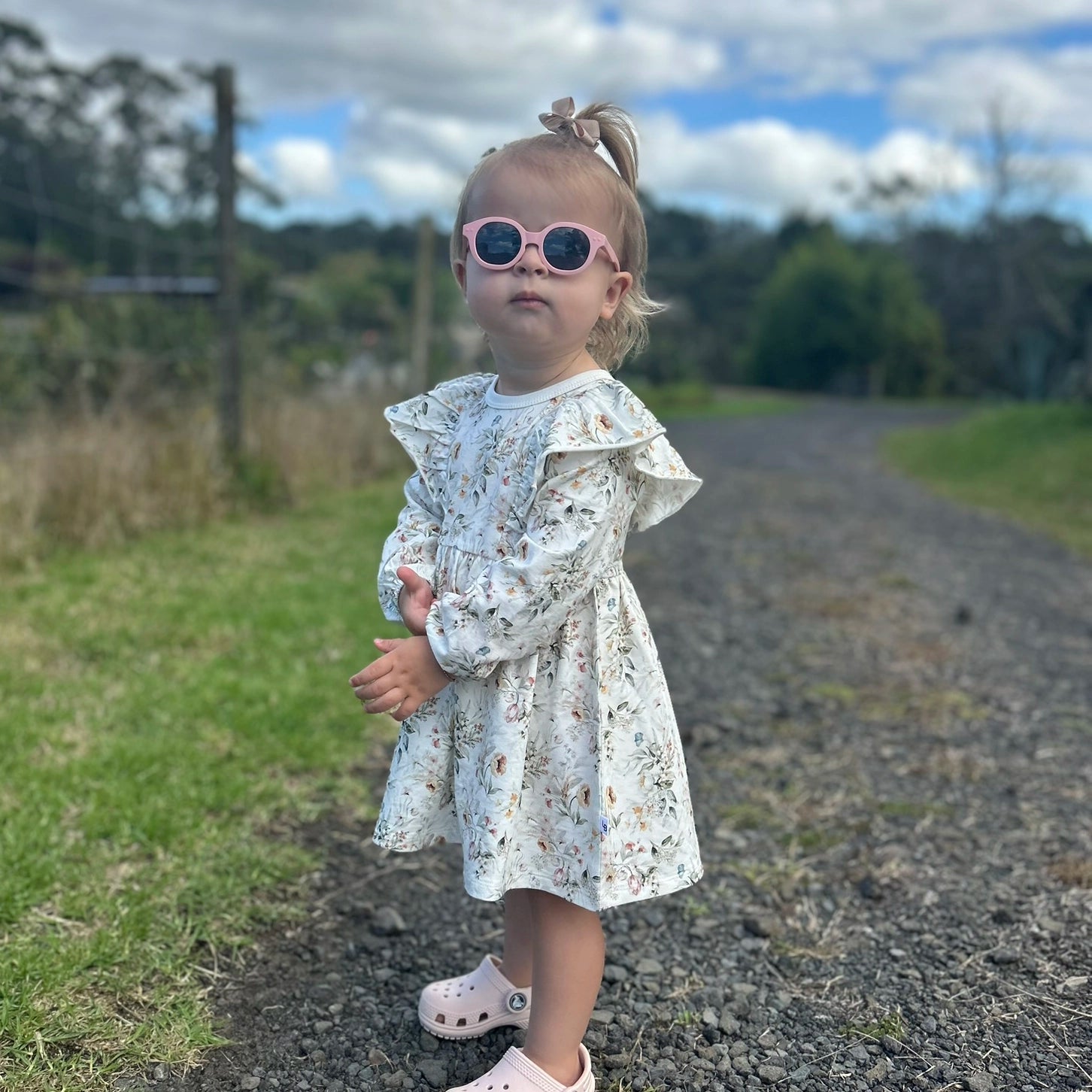 Long Sleeve Cotton Frill Dress - Little Bee by Dimples - Dimples