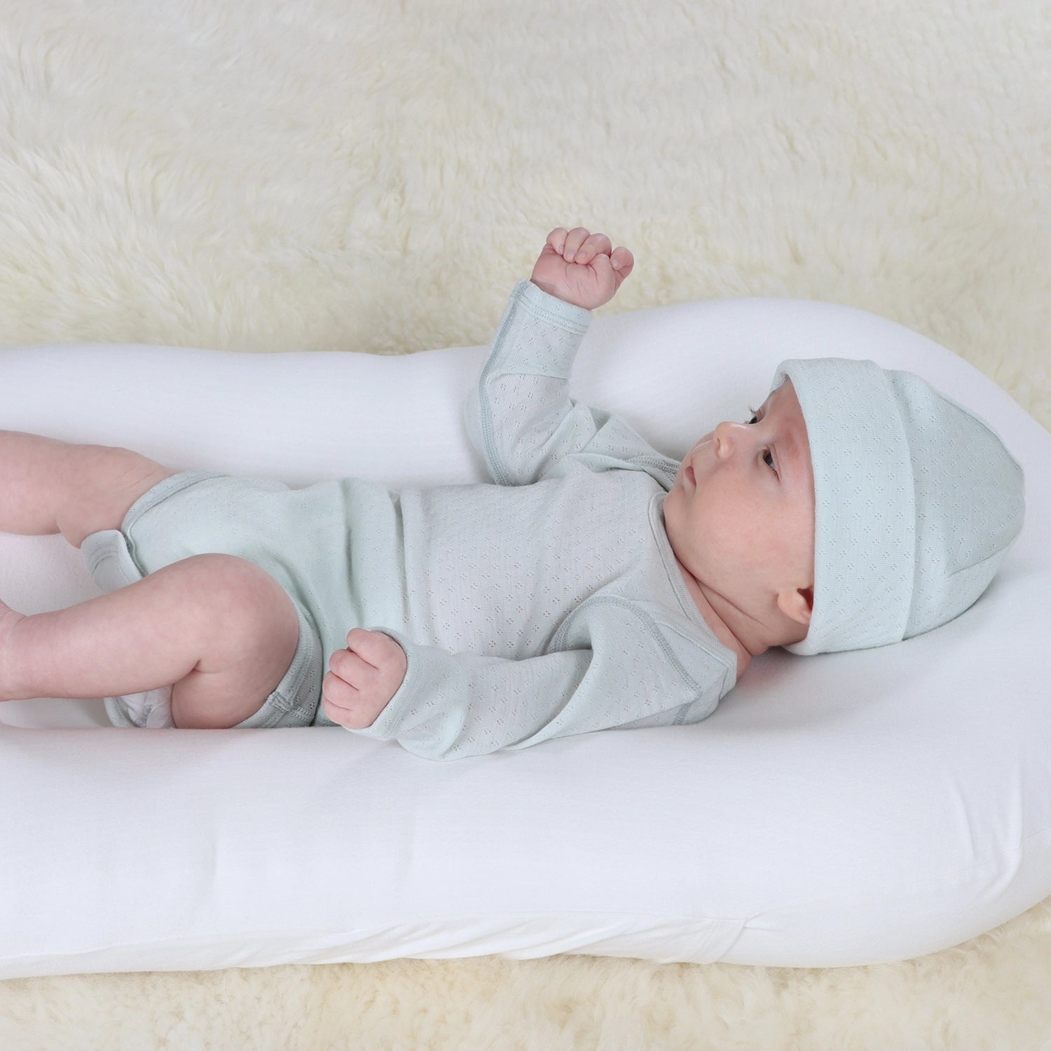 Merino Long Sleeve Bodysuit Duck Egg 12mth - Little Bee by Dimples