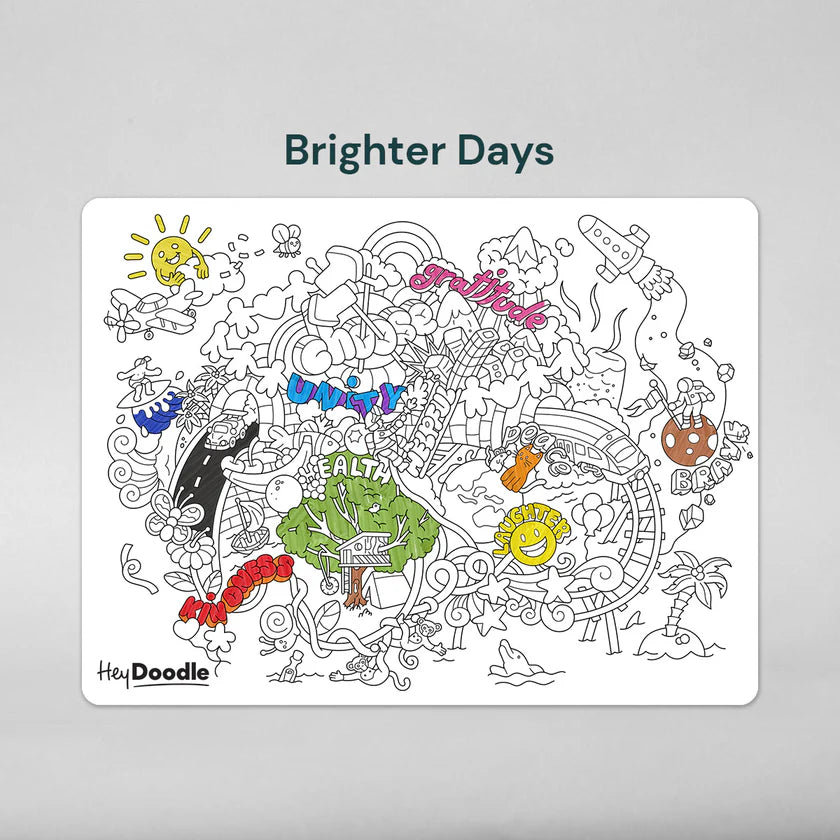 Brighter Days Silicone Colouring Mat Large - HeyDoodle