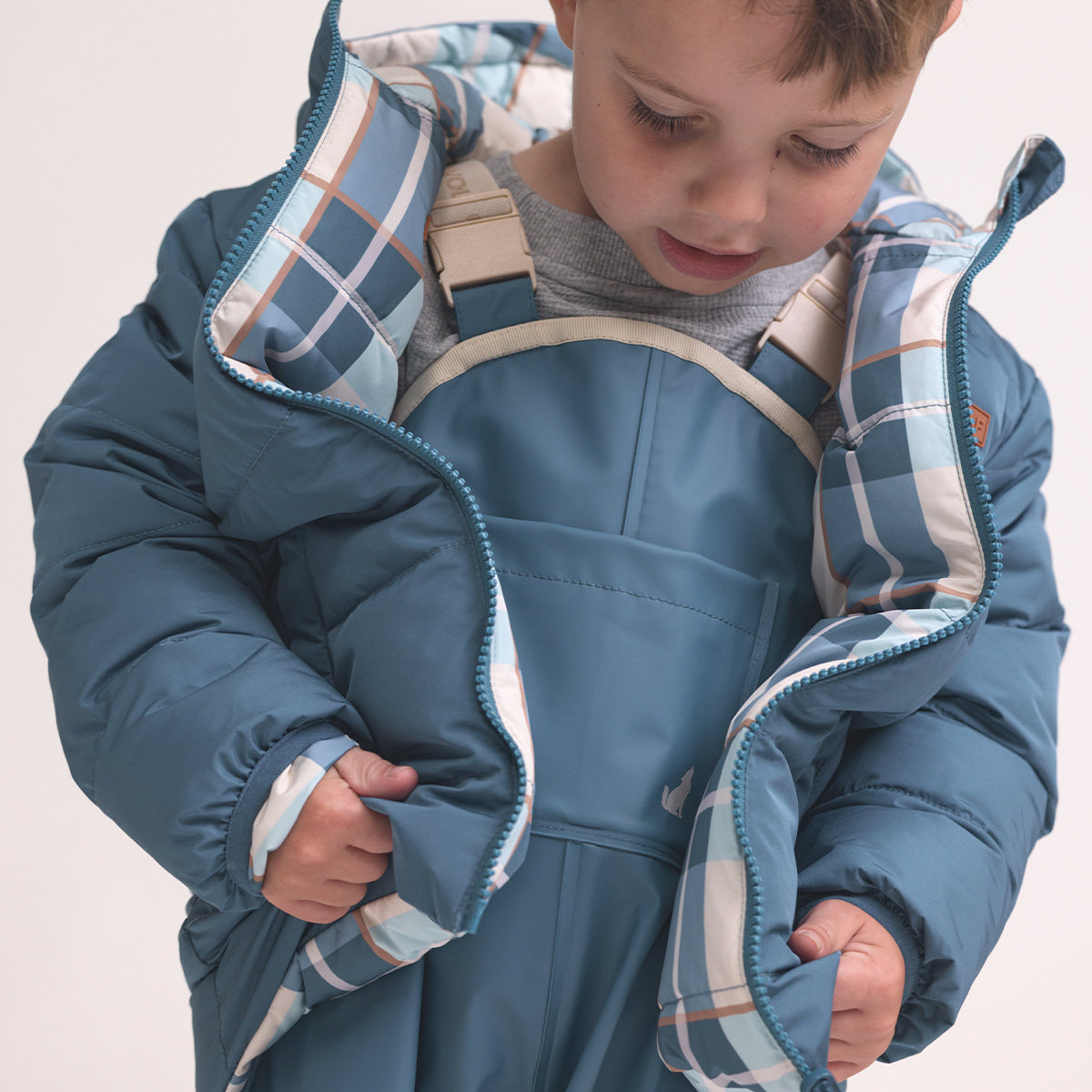 Reversible Eco-Puffer 1YR Blue Plaid - Crywolf