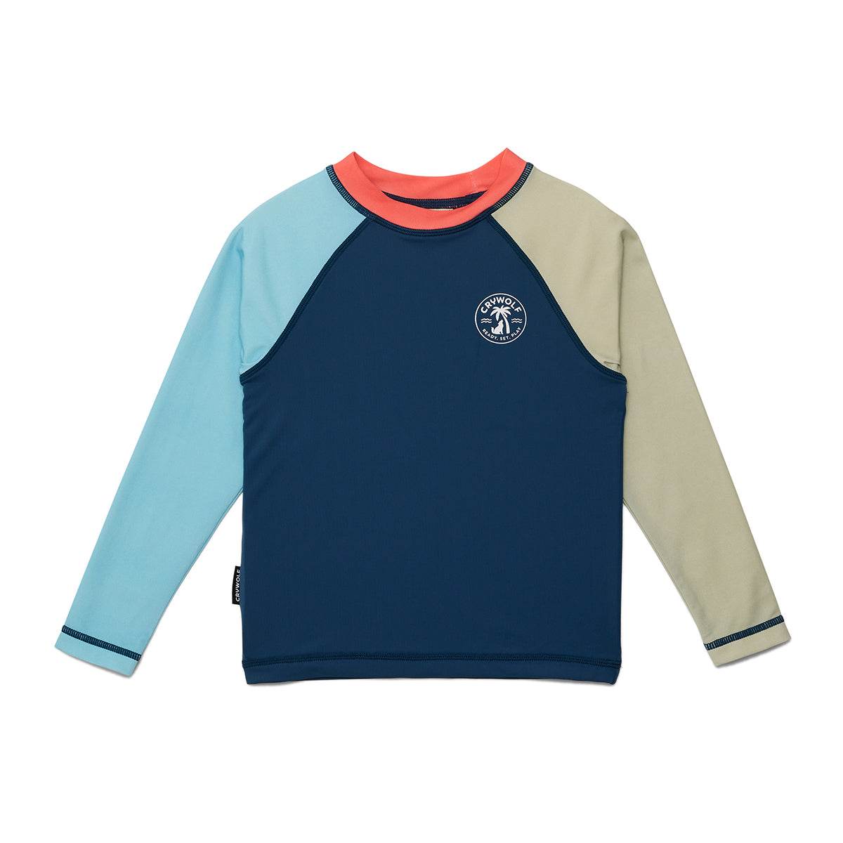 2yr / Ocean Colourblock Long Sleeve Rash Vest - Crywolf