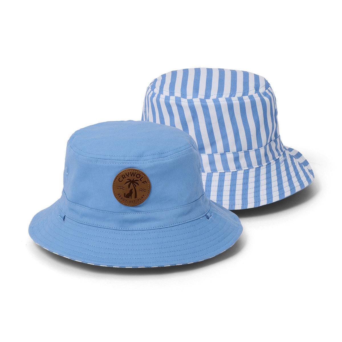 S / Sky Blue Stripe Reversible Bucket Hat - Crywolf