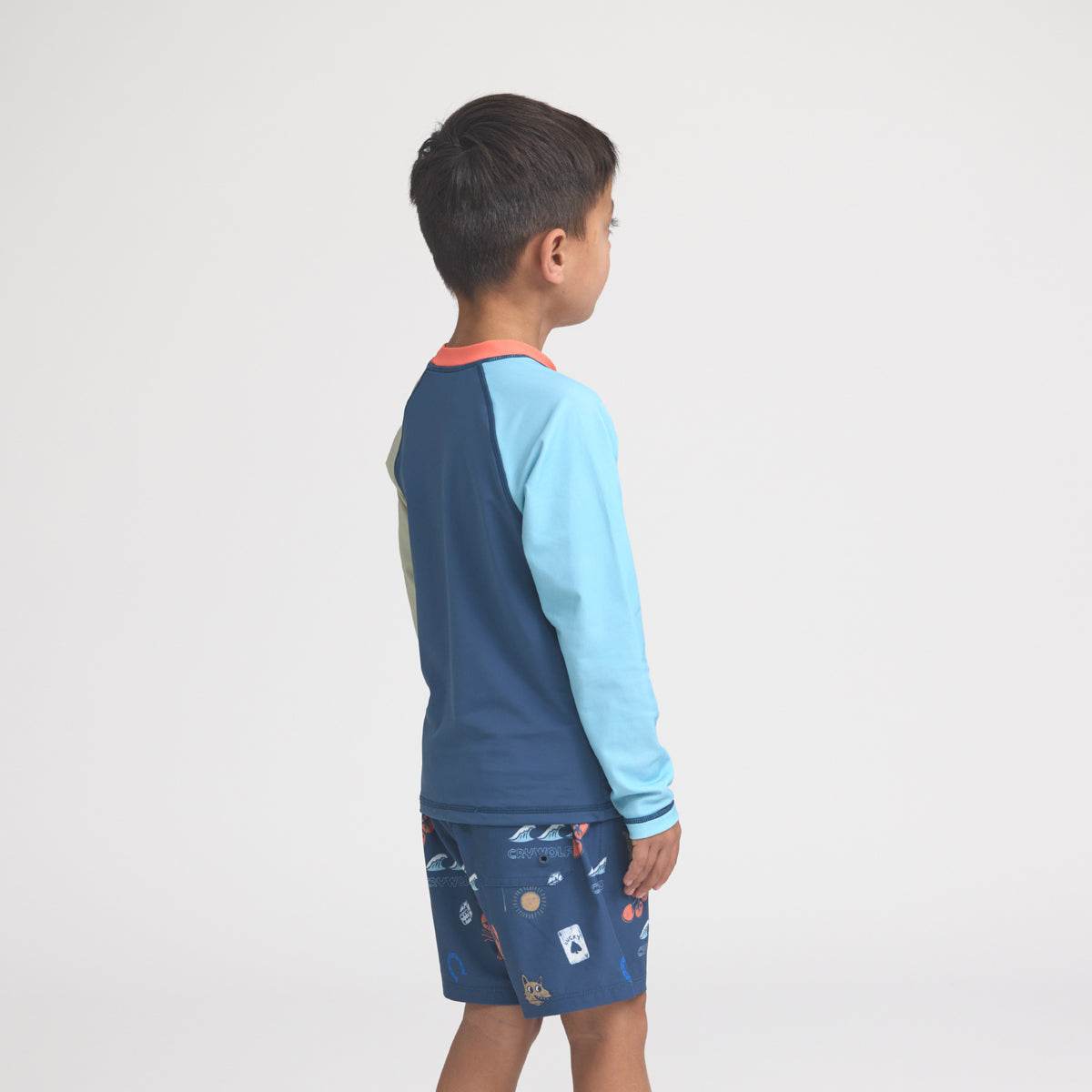 2yr / Ocean Colourblock Long Sleeve Rash Vest - Crywolf