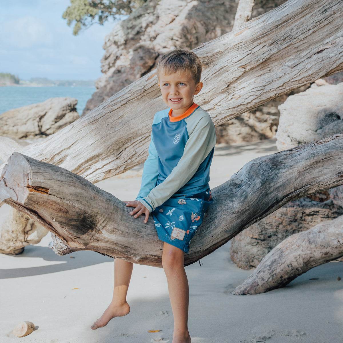 2yr / Ocean Colourblock Long Sleeve Rash Vest - Crywolf