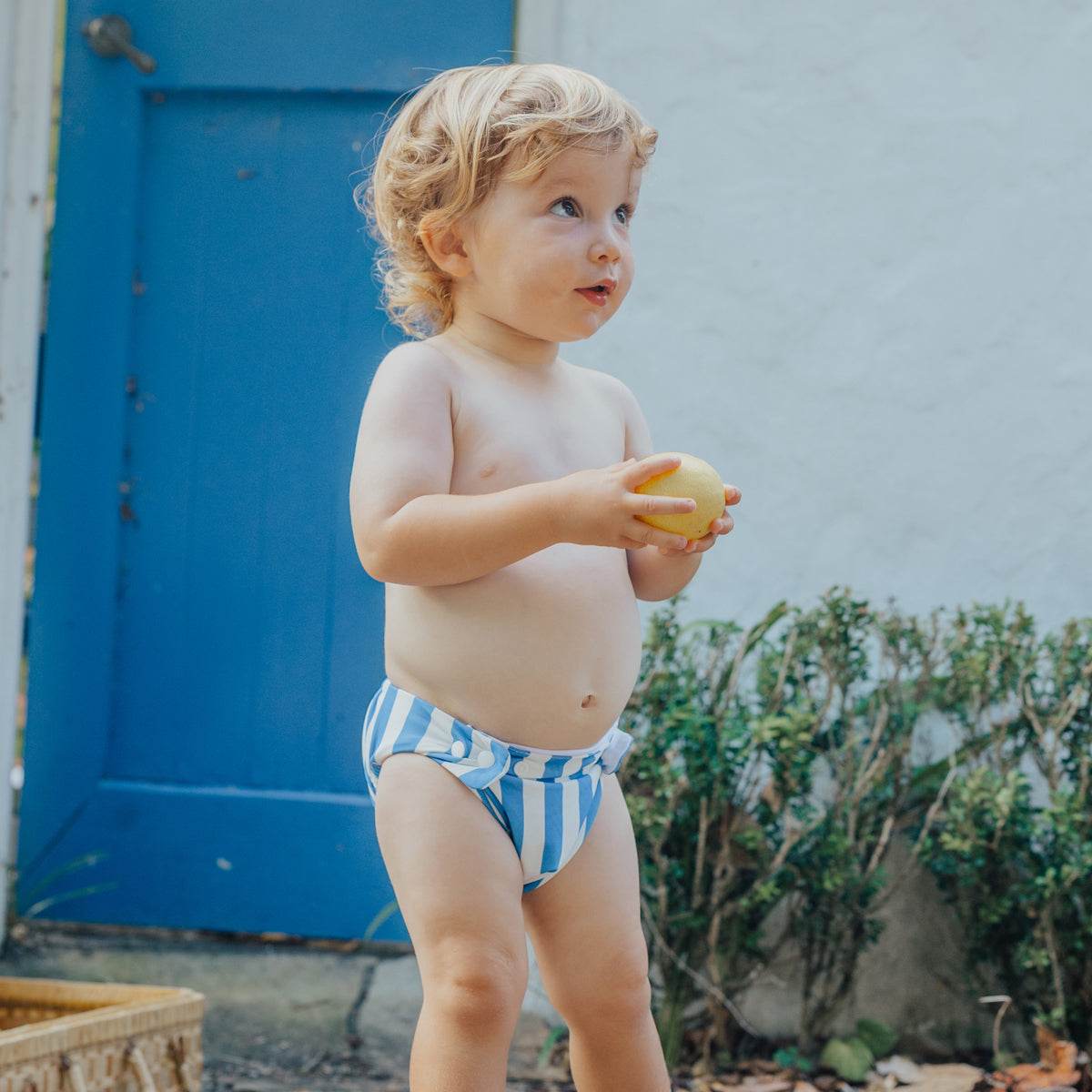0-1yr / Sea Stripe Reusable Swim Nappy - Crywolf