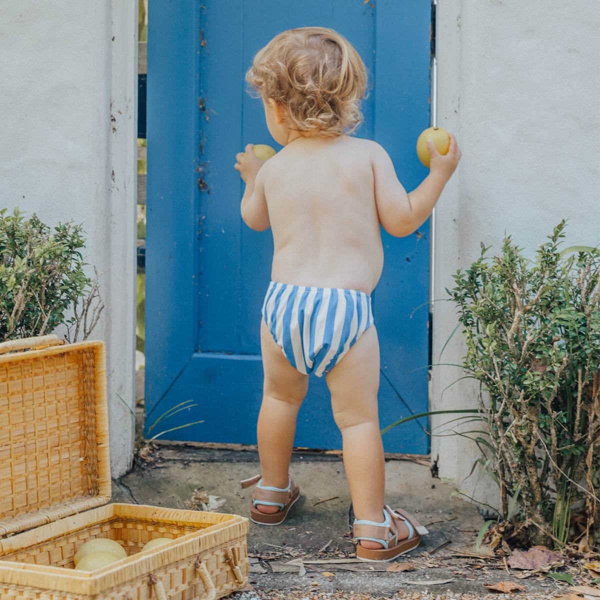 0-1yr / Sea Stripe Reusable Swim Nappy - Crywolf