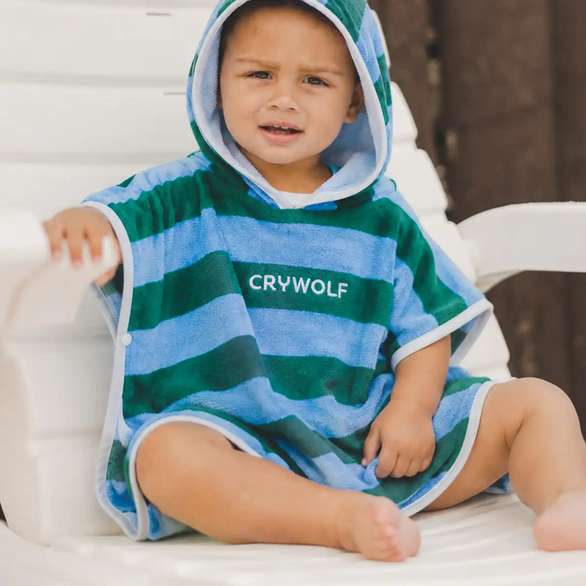 Baby Hooded Towel OS Deck Stripe - Crywolf