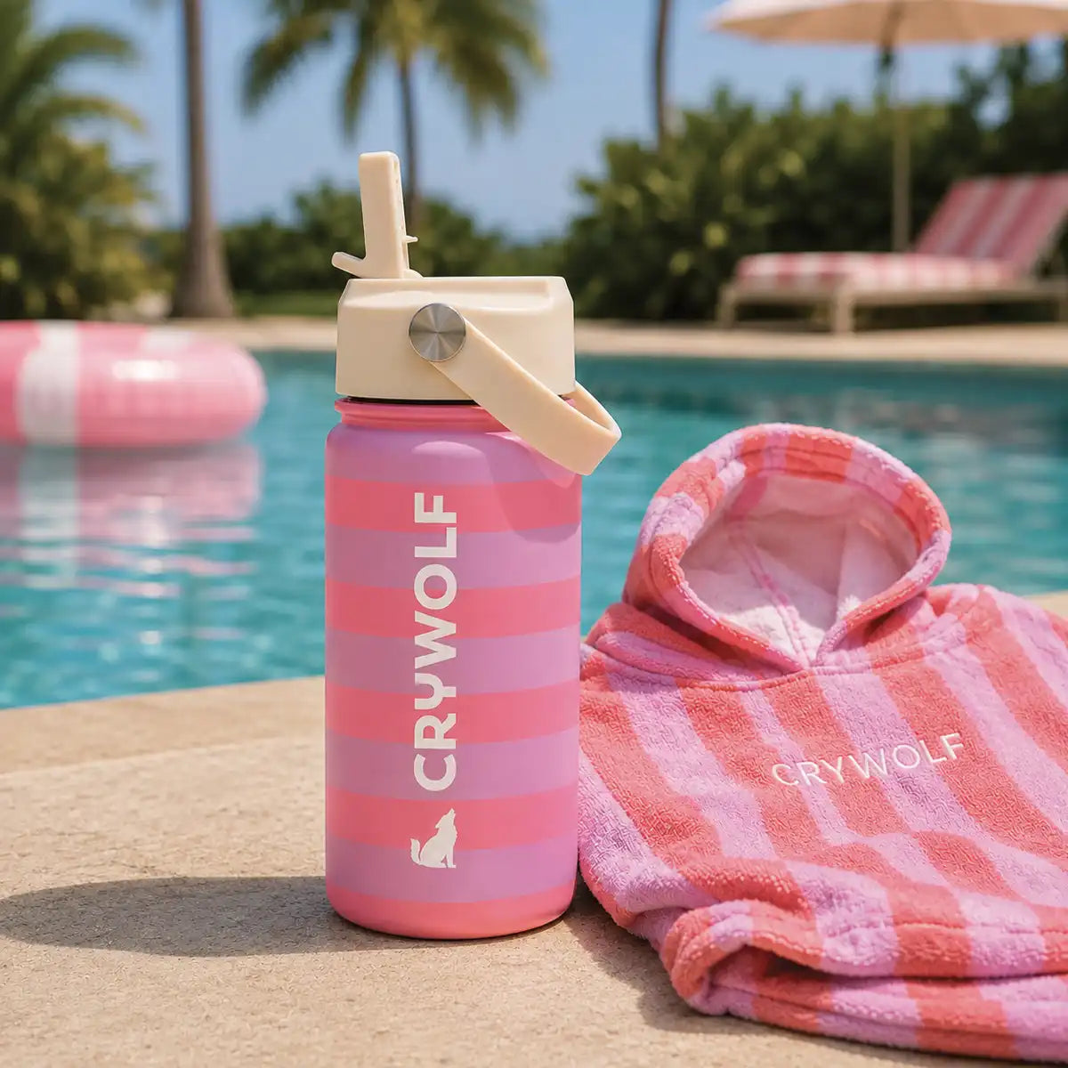 Drink Bottle 400ml Flamingo Stripe - Crywolf