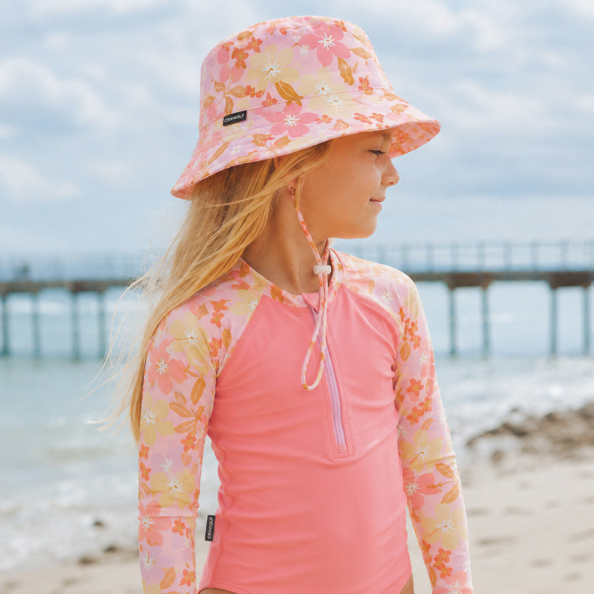 Swim Bucket Hat M Hibiscus Daze - Crywolf
