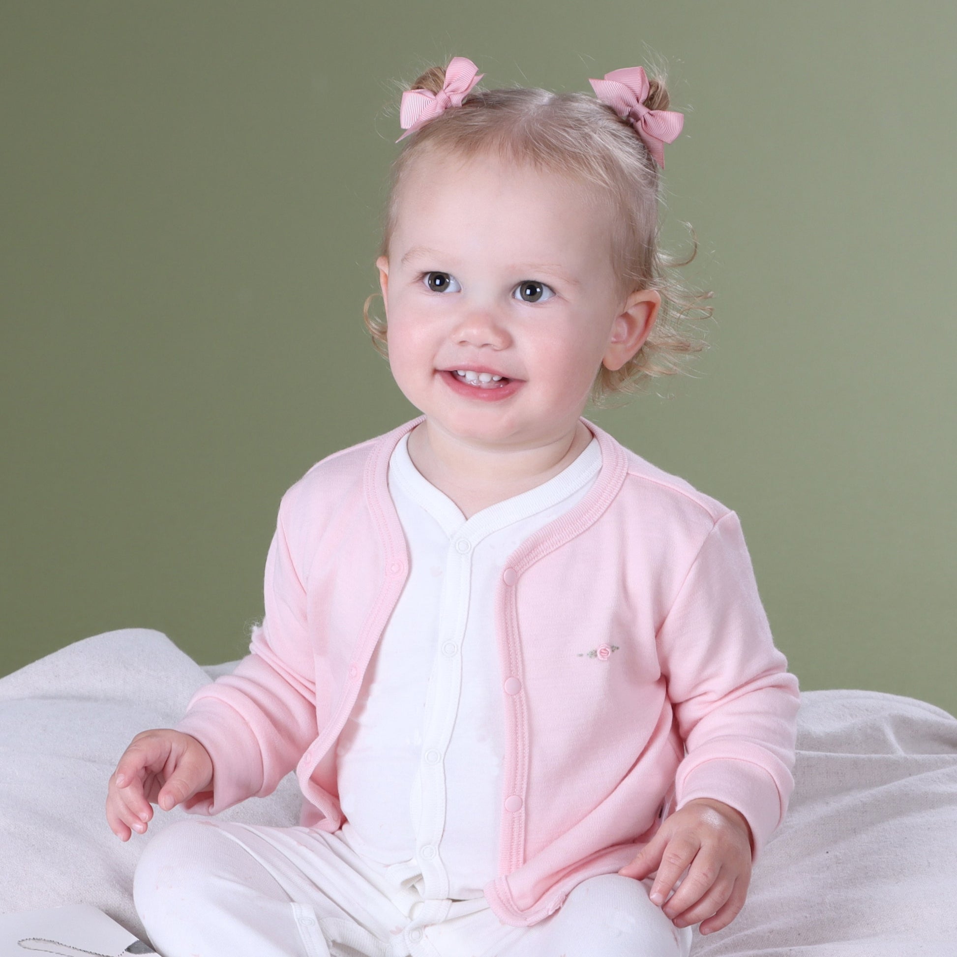 Merino Cardigan 12mth Petal Pink - Dimples