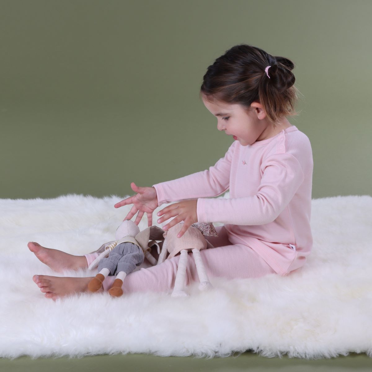 Merino Long Sleeve Top 12mth Petal Pink - Dimples