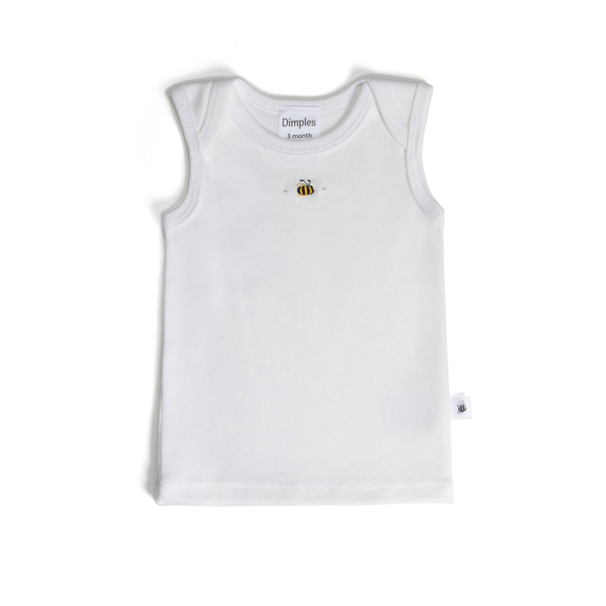 Cotton Singlet 3mth White Bee - Dimples