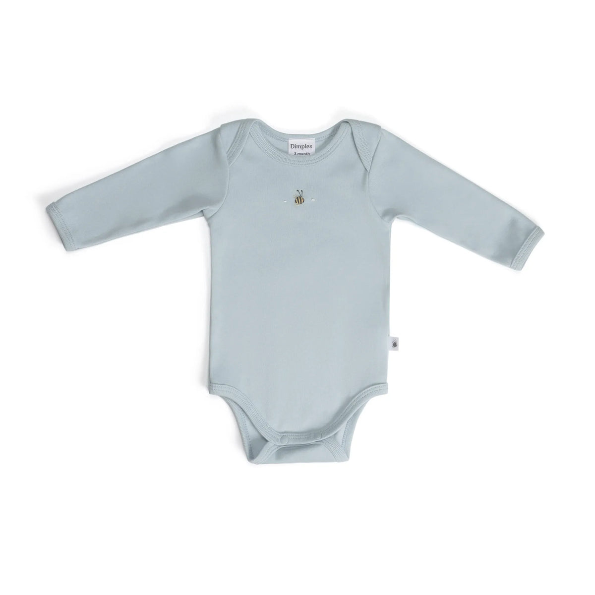 Cotton Long Sleeve Bodysuit 12mth Sky - Dimples
