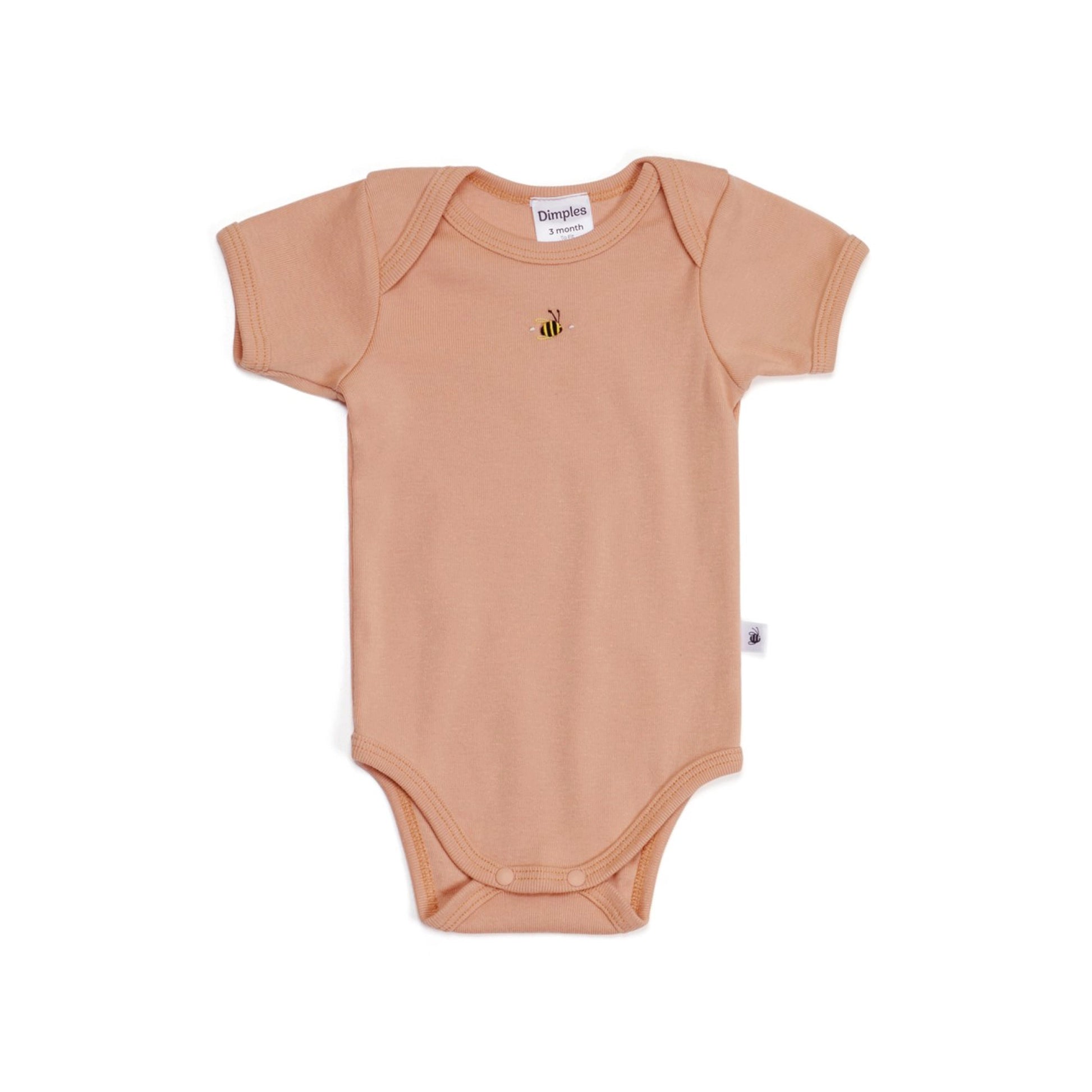 Cotton Short Sleeve Bodysuit 12mth Clay - Dimples