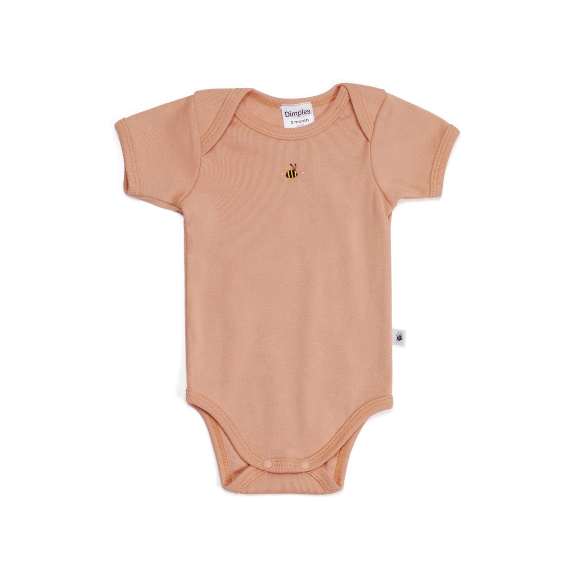 Cotton Short Sleeve Bodysuit 12mth Clay - Dimples