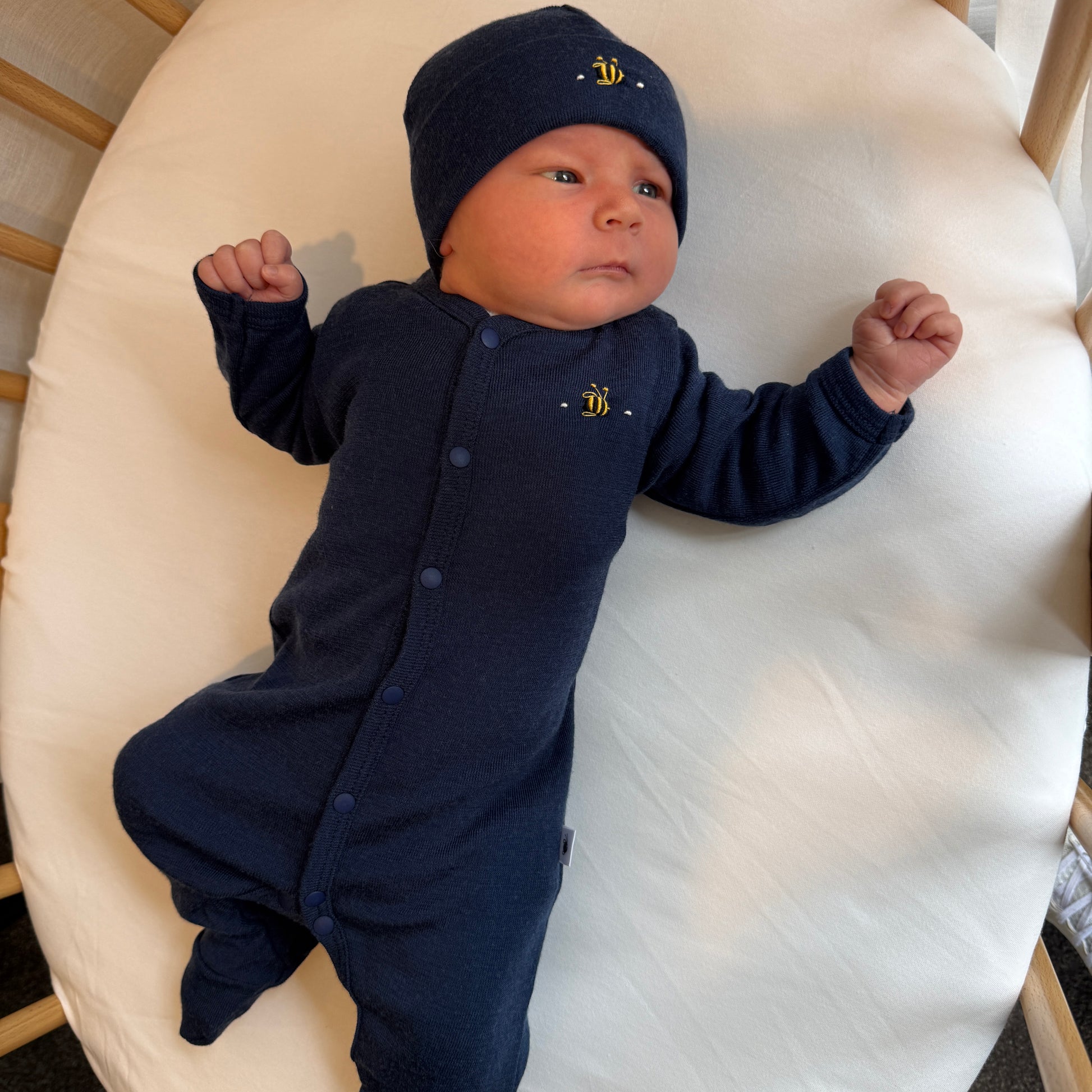 Merino Babygrow 3mth Midnight Blue - Dimples