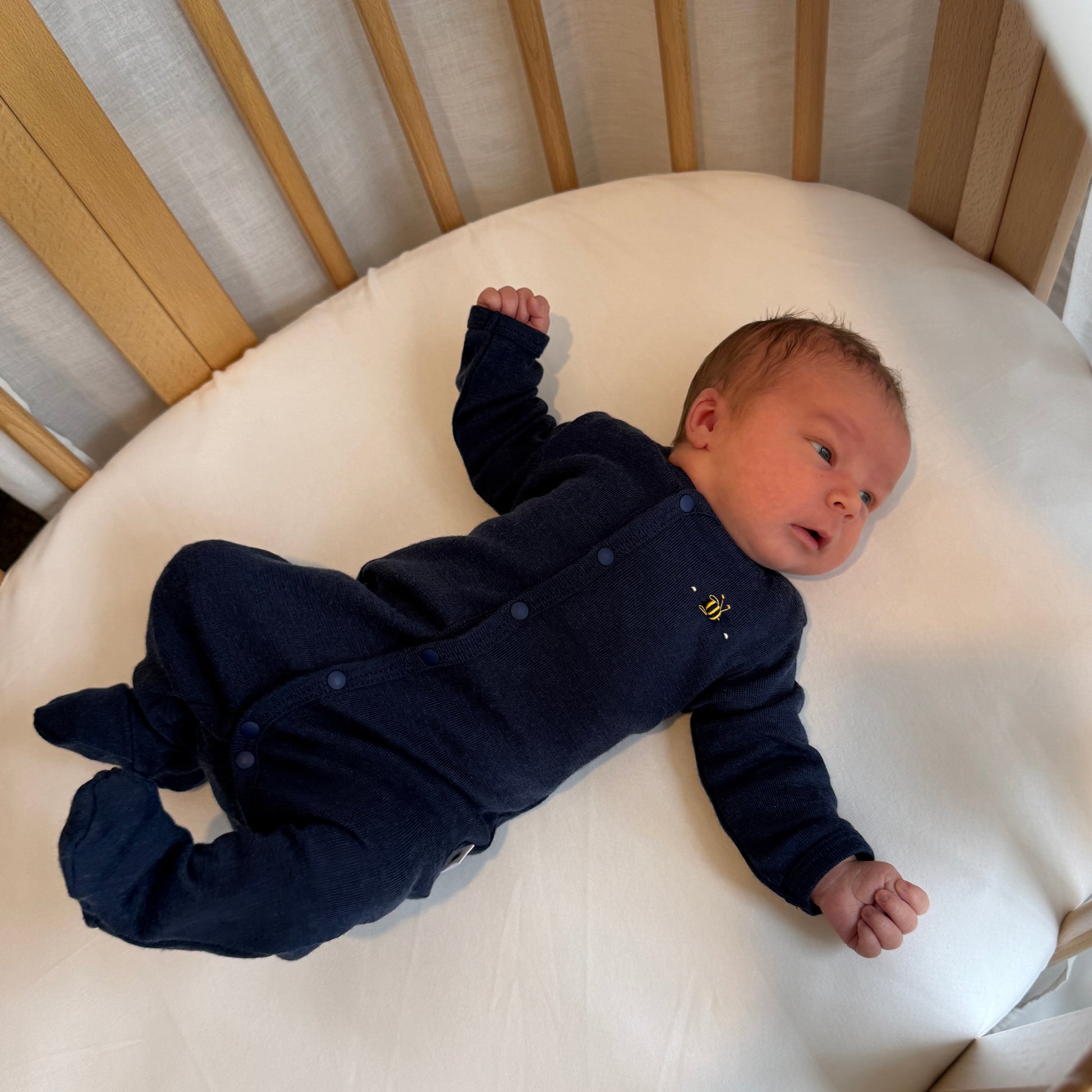 Merino Babygrow 3mth Midnight Blue - Dimples