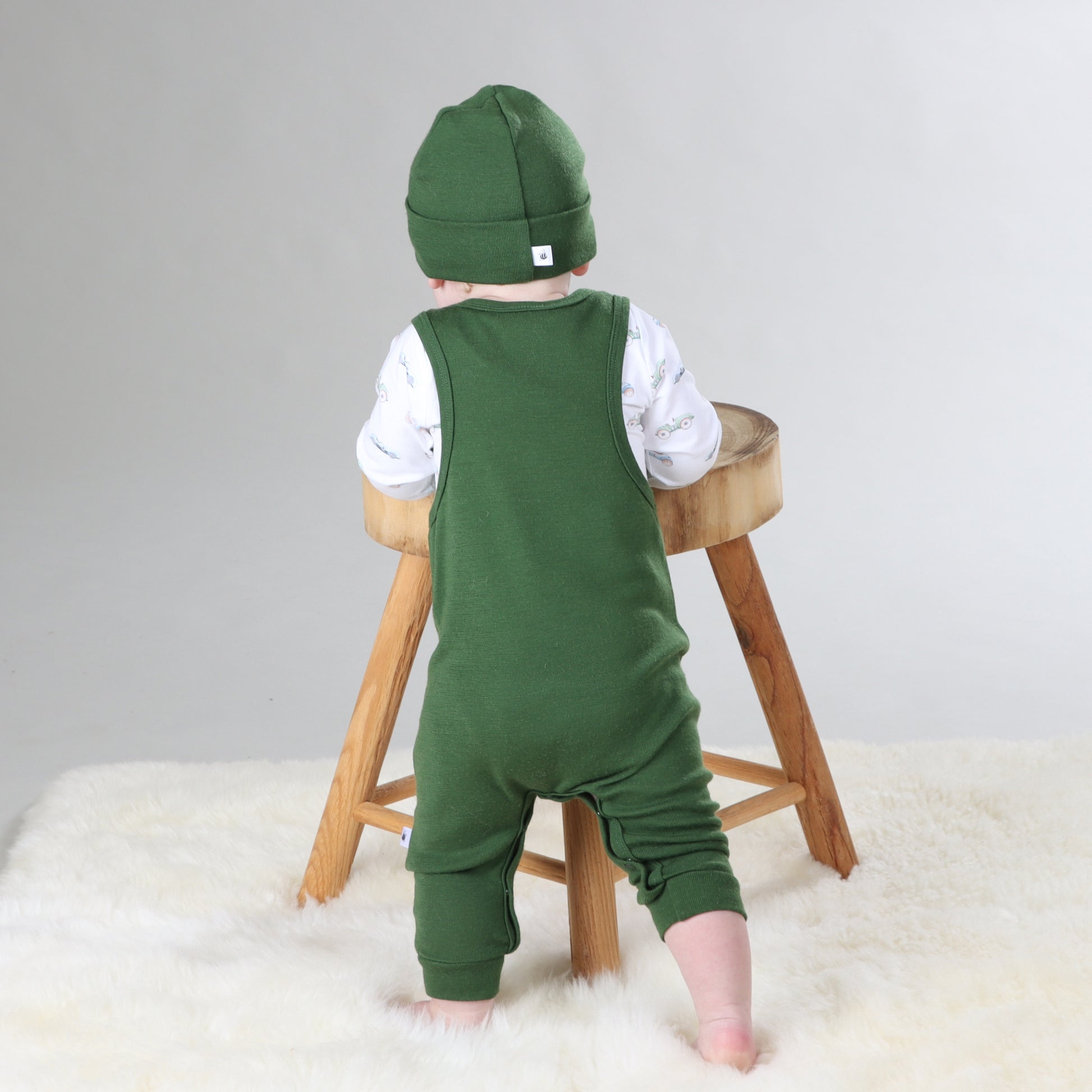Merino Romper 12mth Evergreen - Dimples