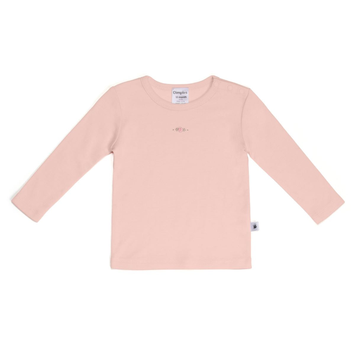 Merino Long Sleeve Top 12mth Petal Pink - Dimples