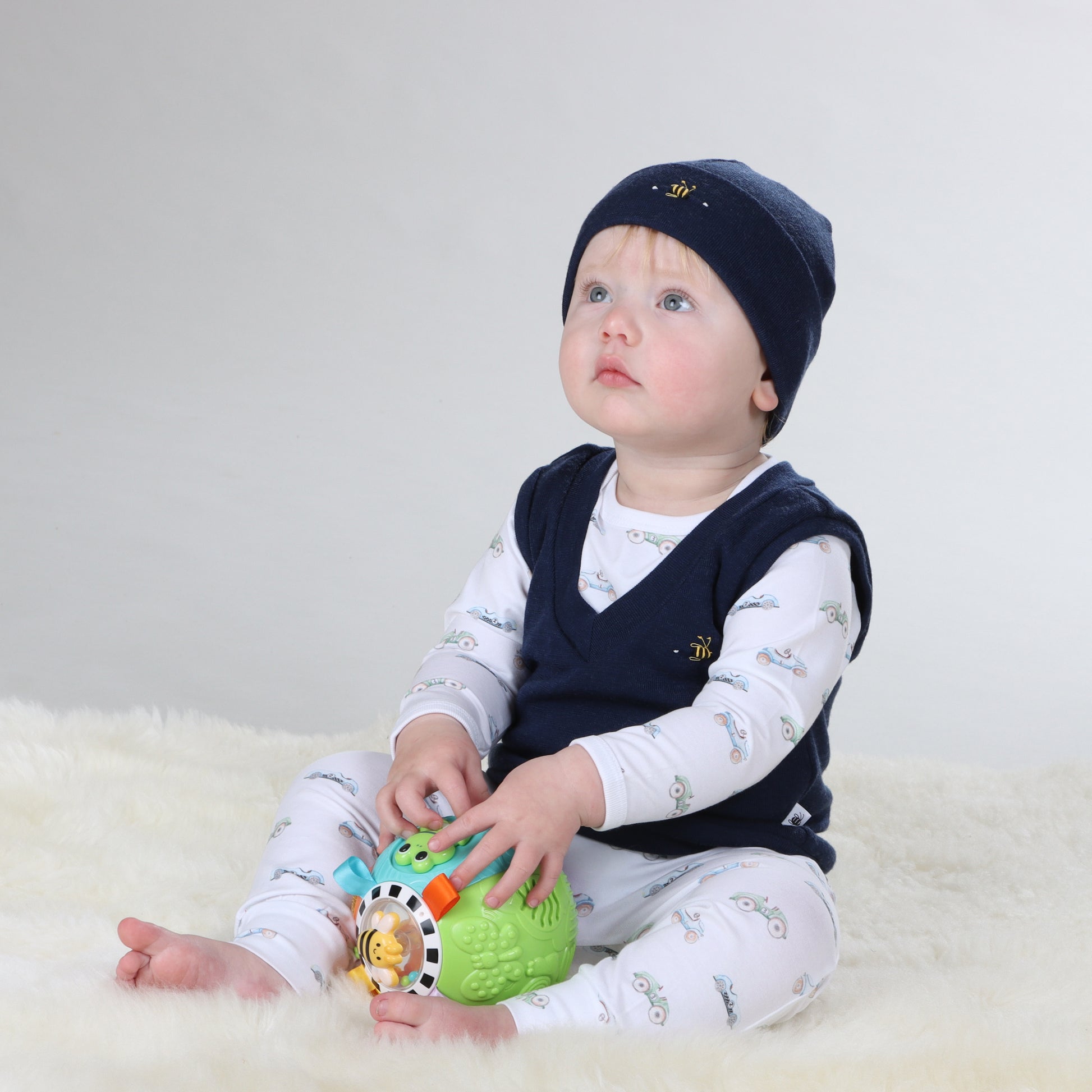 Merino Vest 12mth Midnight Blue - Dimples