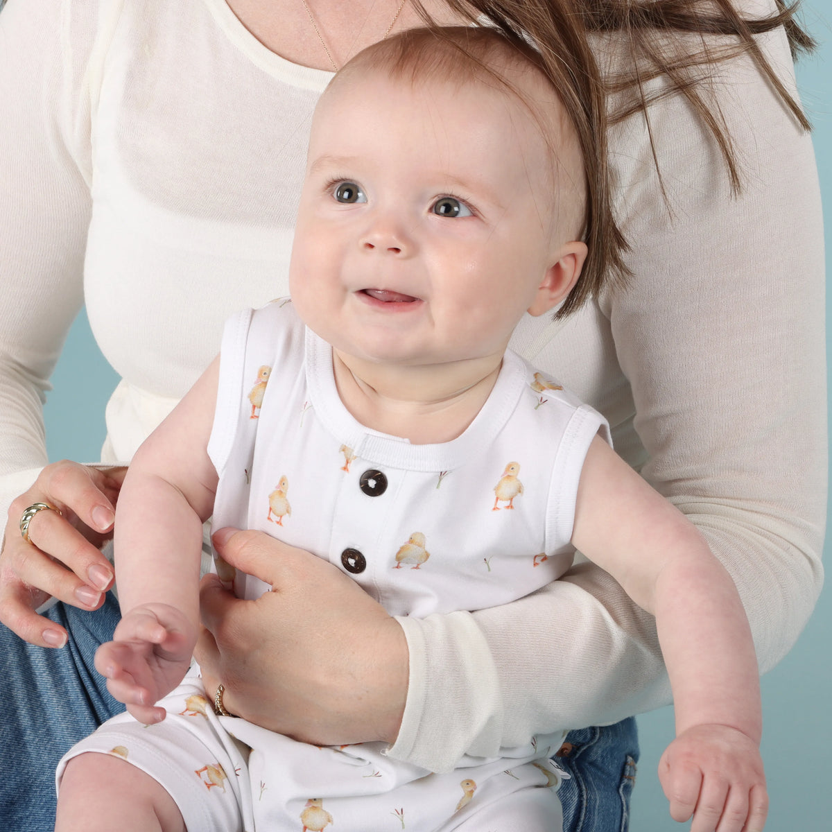 Cotton Sleeveless Romper 12mth Duck - Little Bee by Dimples