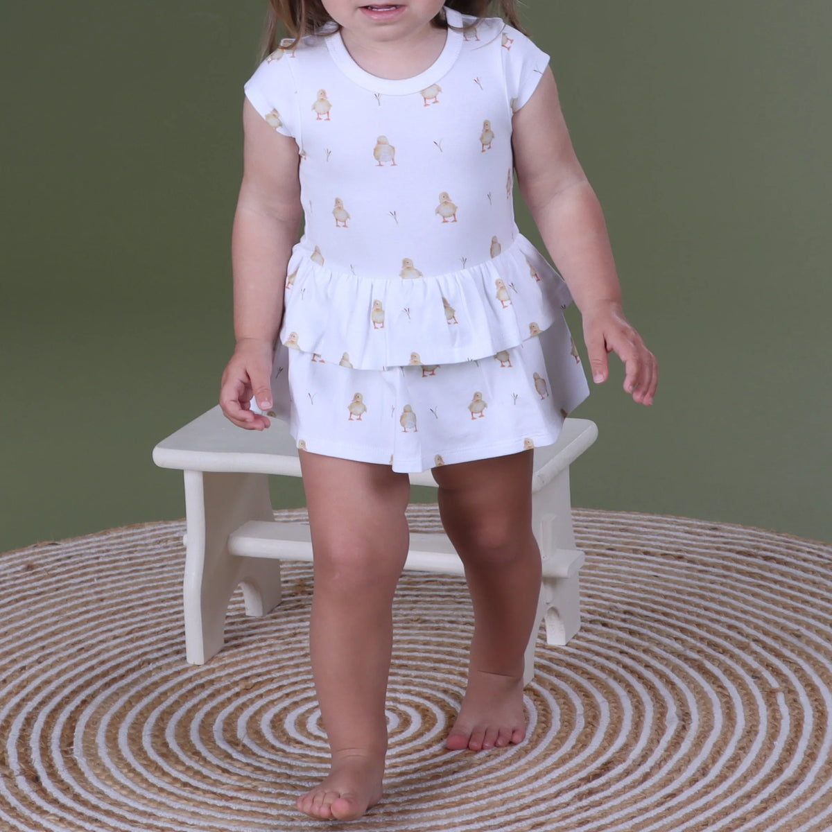 Cotton Skirt Bodysuit 12mth Duck - Little Bee by Dimples