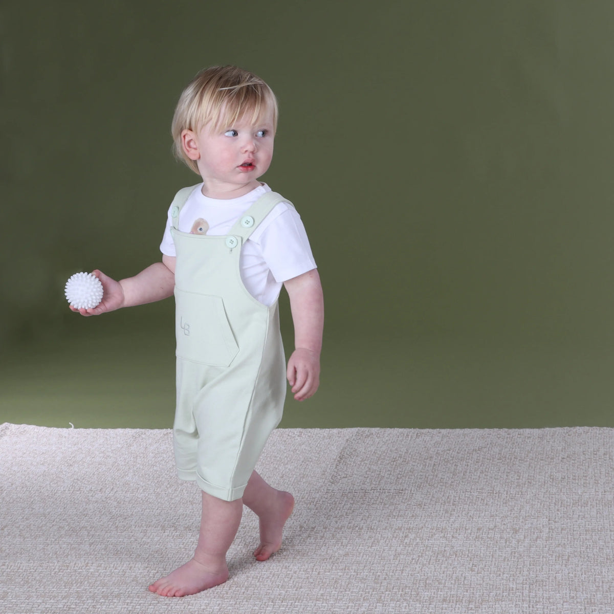 Cotton Overalls 12mth Green - Little Bee by Dimples