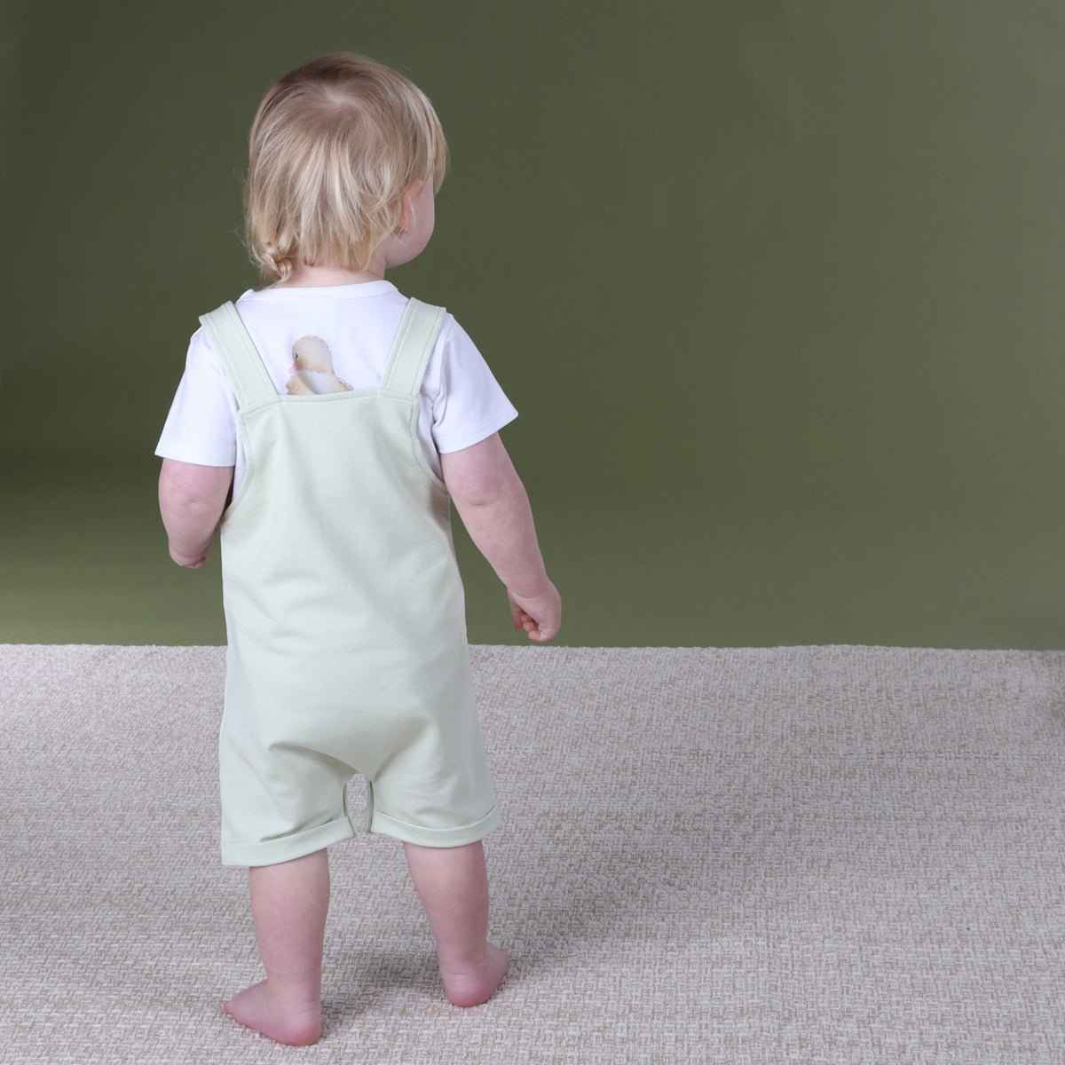 Cotton Overalls 12mth Green - Little Bee by Dimples