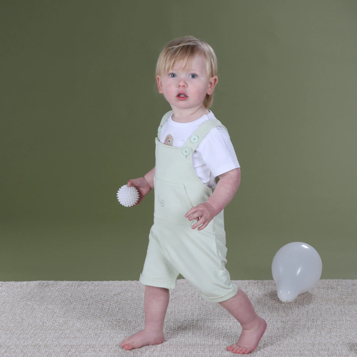 Cotton Overalls 12mth Green - Little Bee by Dimples