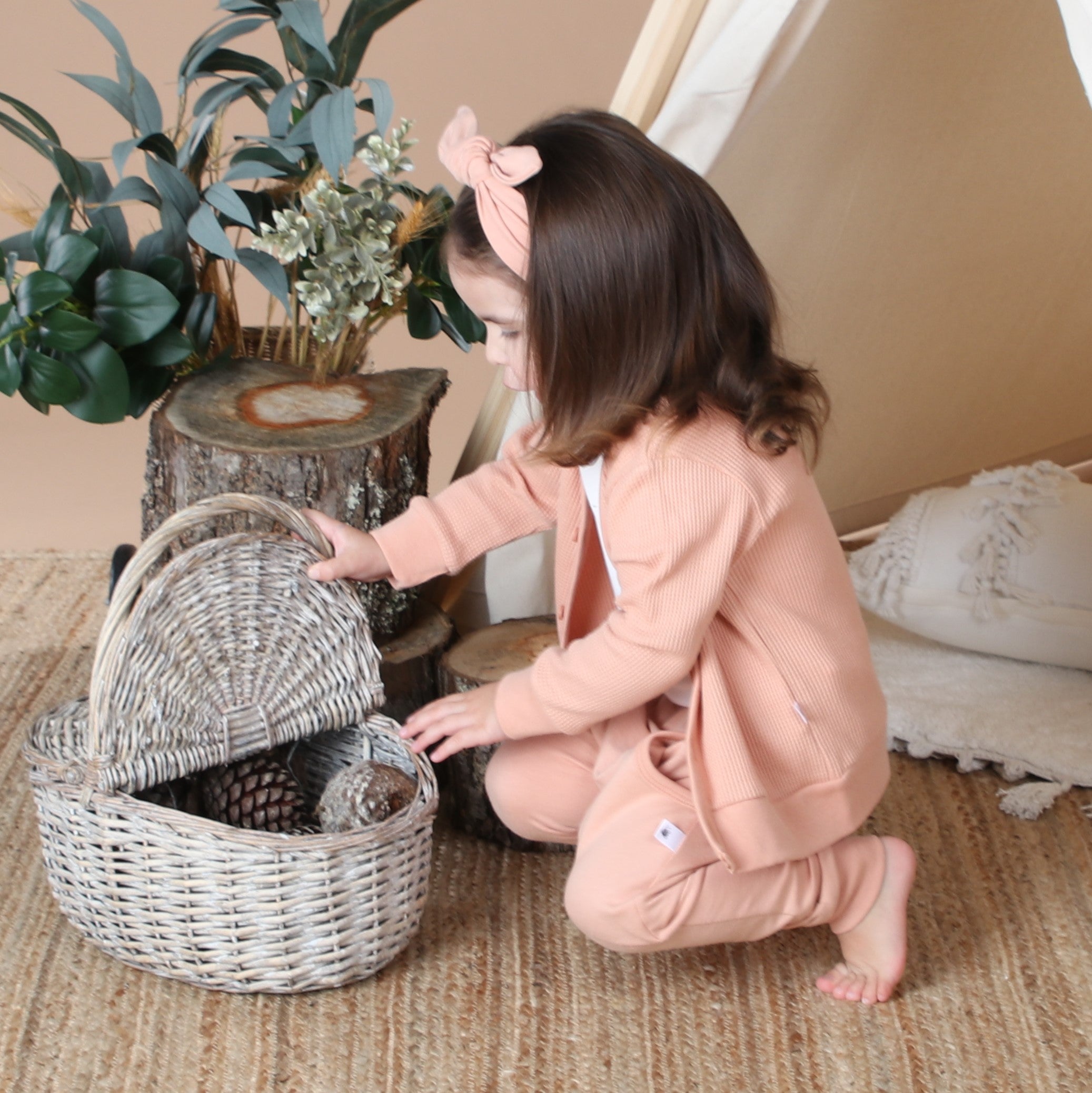 Waffle Cotton Cardigan 12mth Clay - Dimples