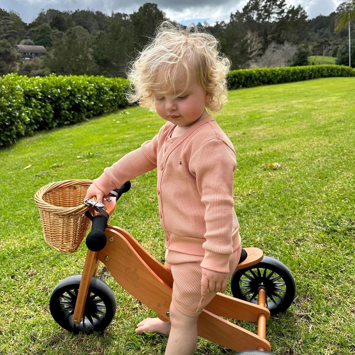 Waffle Cotton Cardigan 12mth Clay - Dimples