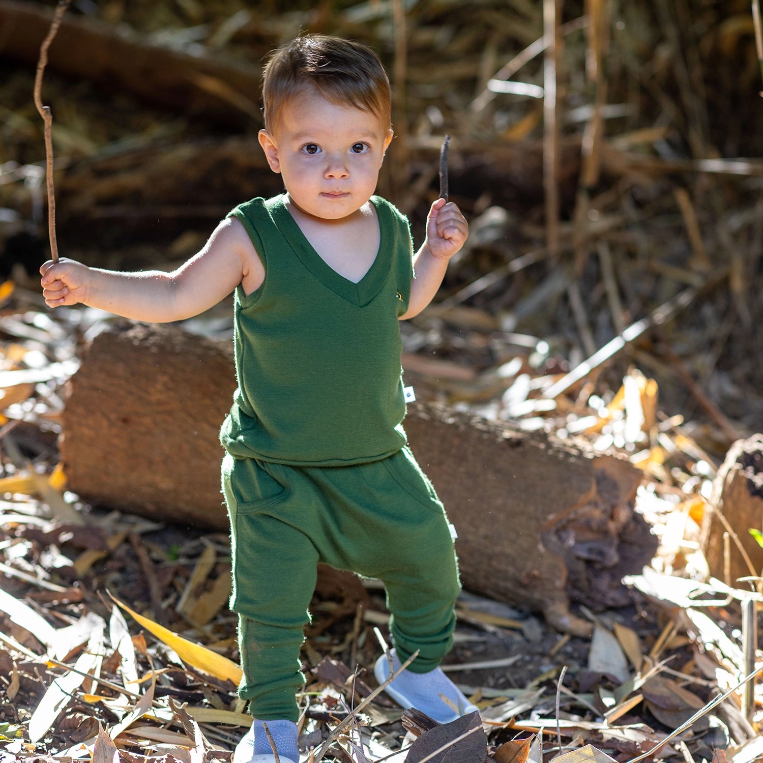 Merino Pants 12mth Evergreen - Dimples