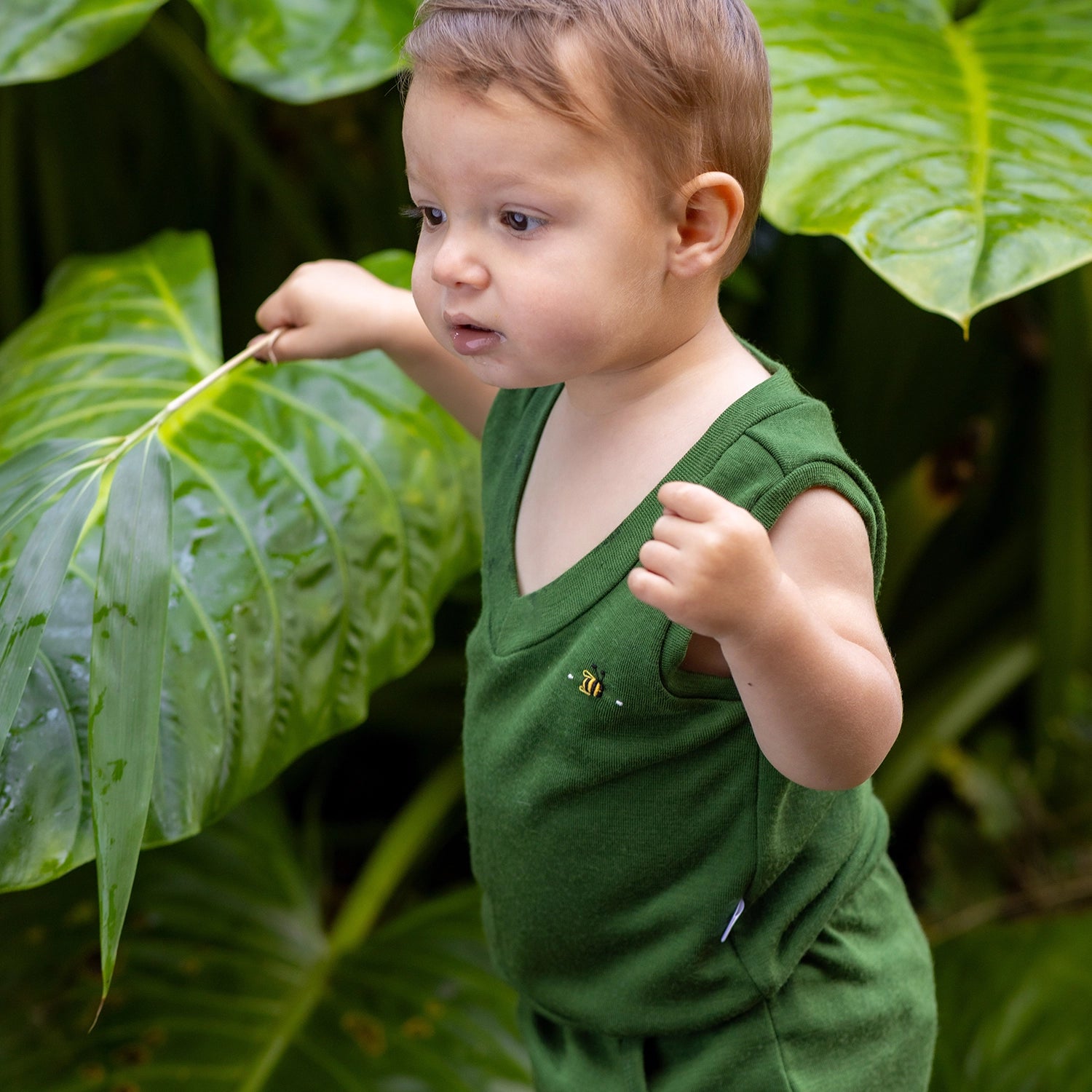 Merino Vest 12mth Evergreen - Dimples