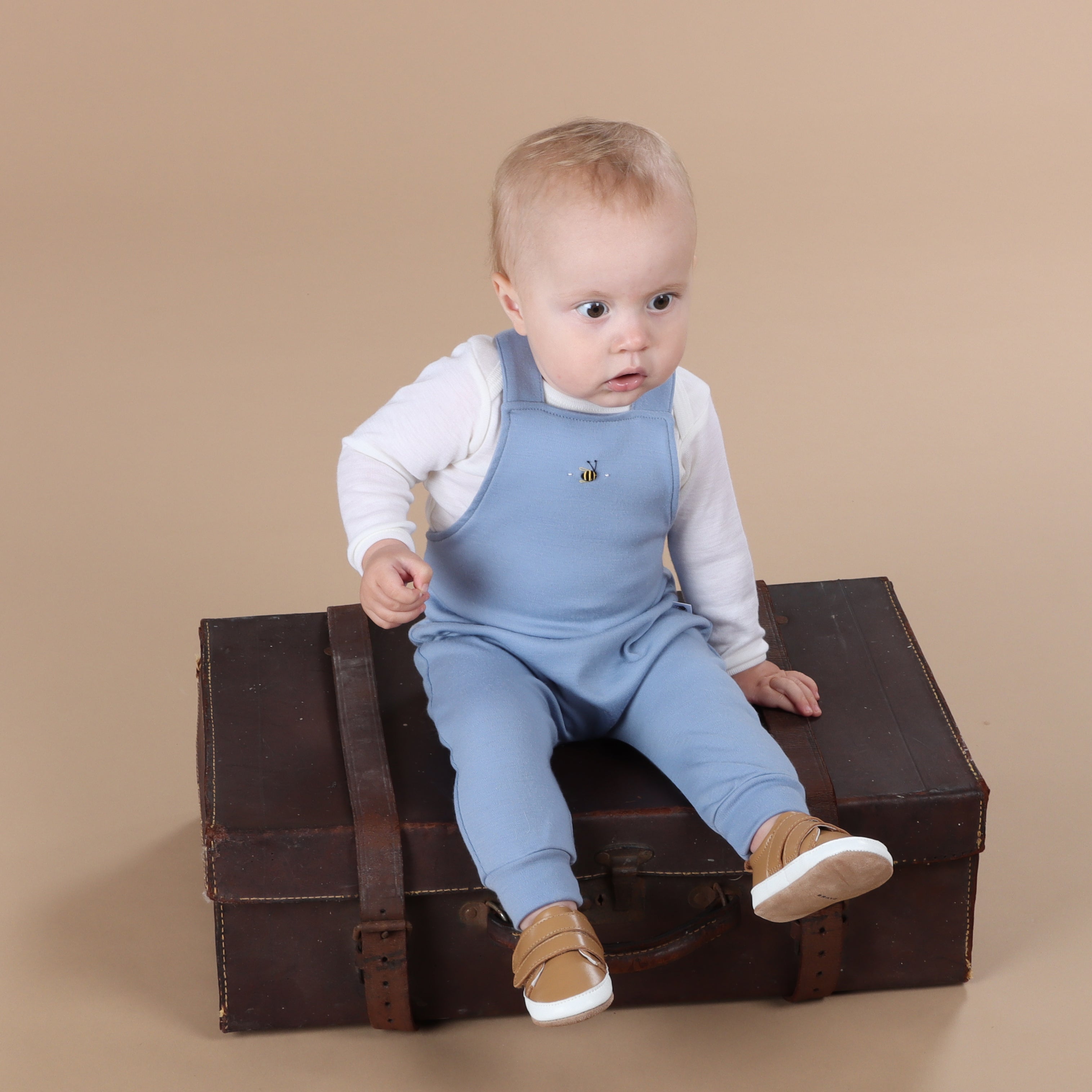 Merino Overall 12mth Alpine Blue - Dimples