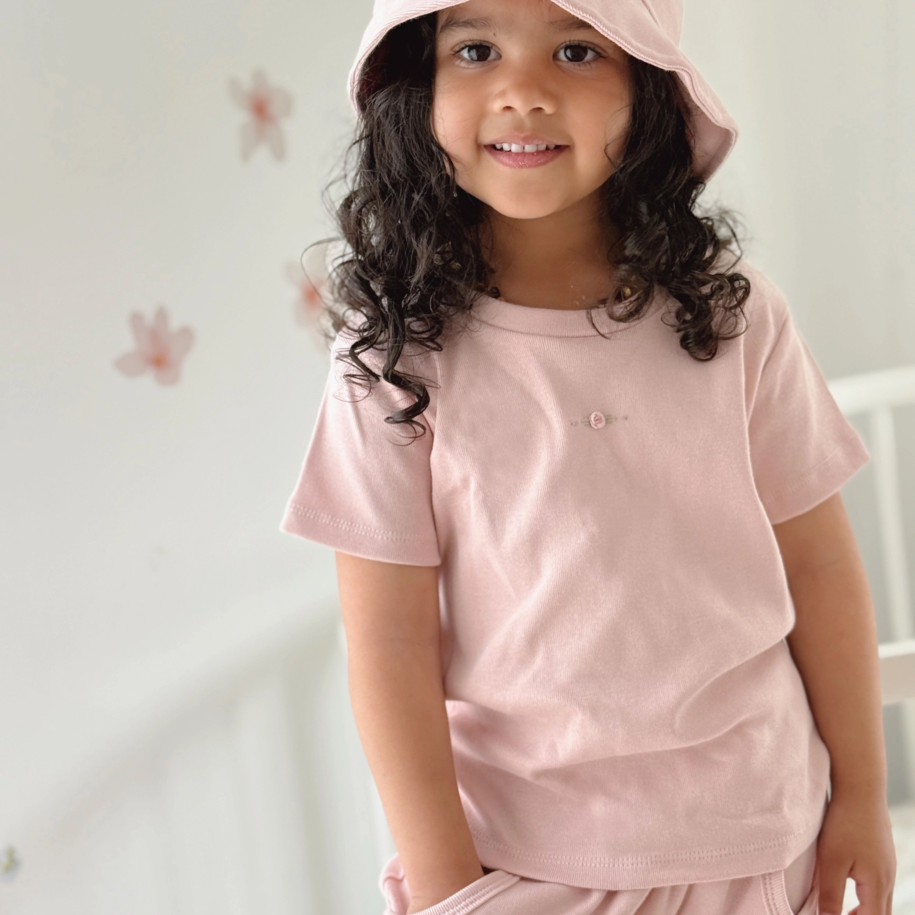 Cotton T-shirt 12mth Dusky Pink - Dimples