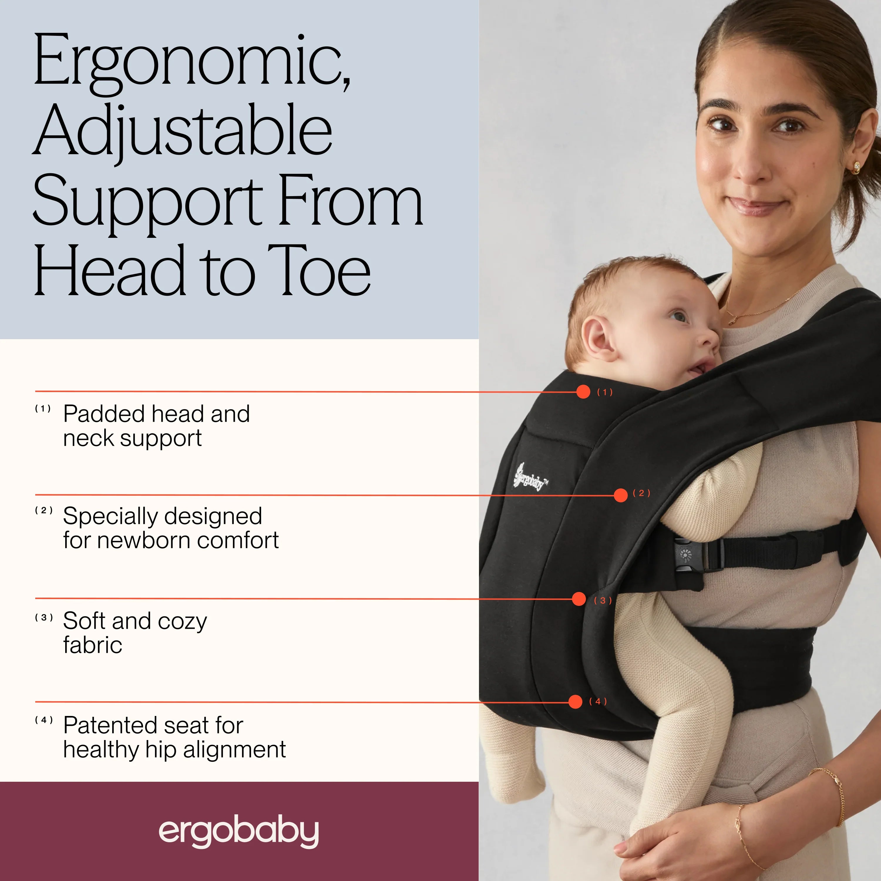 Ergobaby Embrace Newborn Carrier Pure Black - ErgoBaby