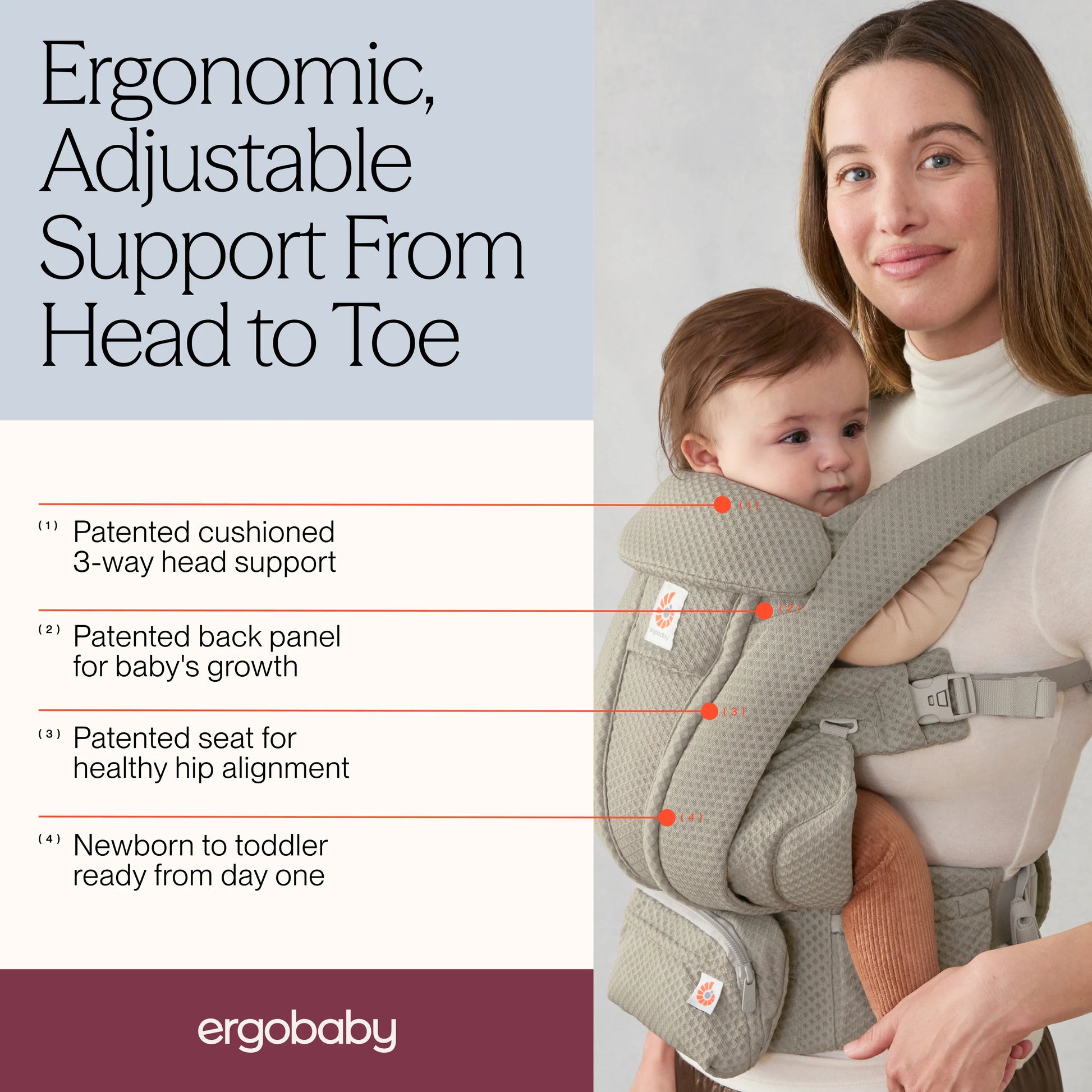 Ergobaby Omni Deluxe Mesh Carrier Soft Olive - ErgoBaby