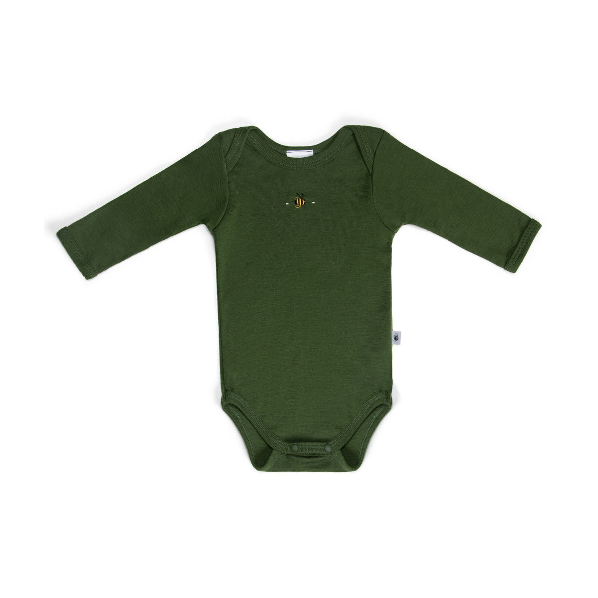 Merino Long Sleeve Bodysuit 12mth Evergreen - Dimples