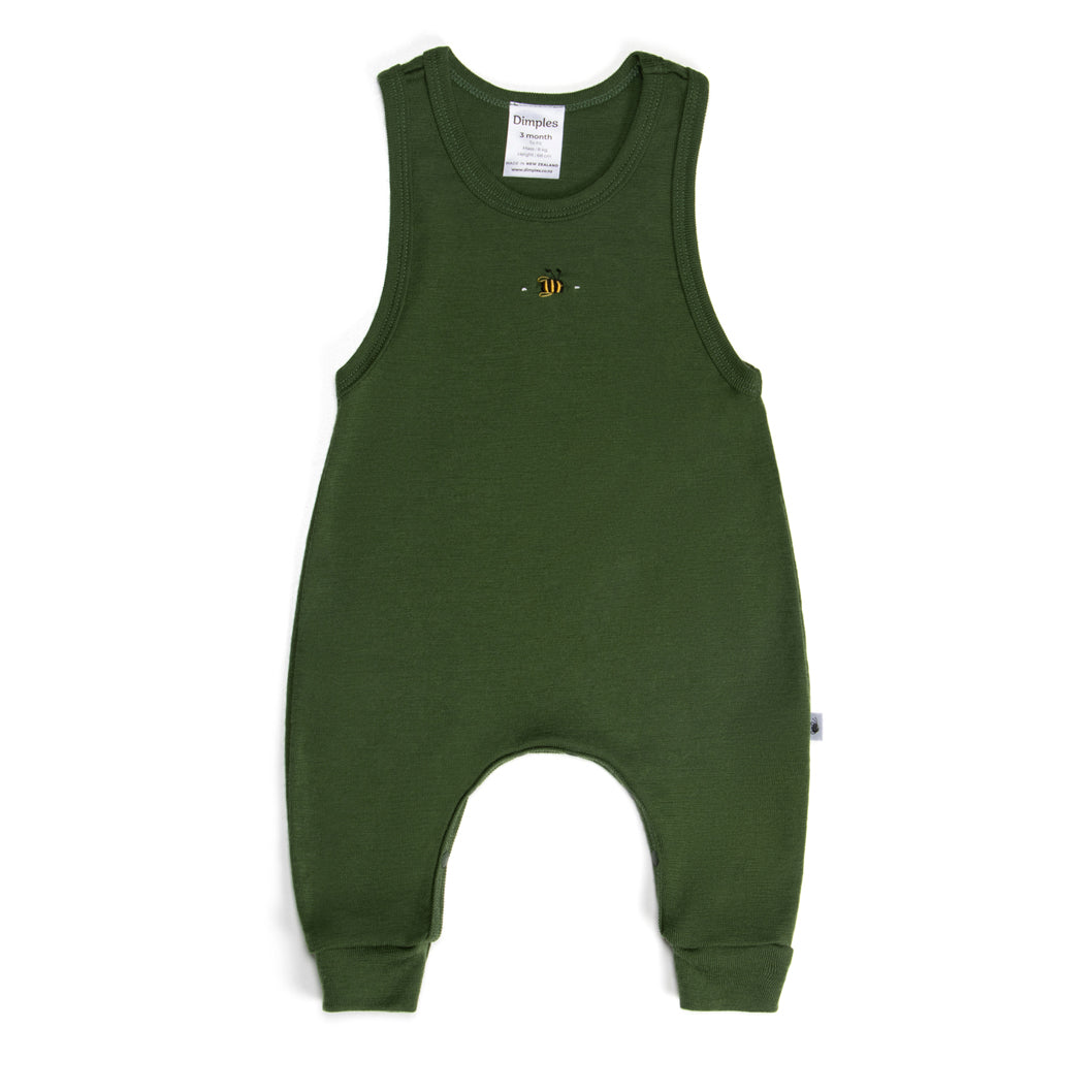 Merino Romper 12mth Evergreen - Dimples