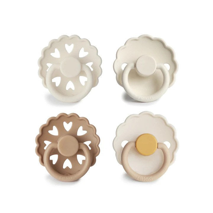 Round Latex Pacifiers 4 Pack - Frigg - Dimples