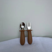 First Bites Cutlery Set Tan - Ease.Baby