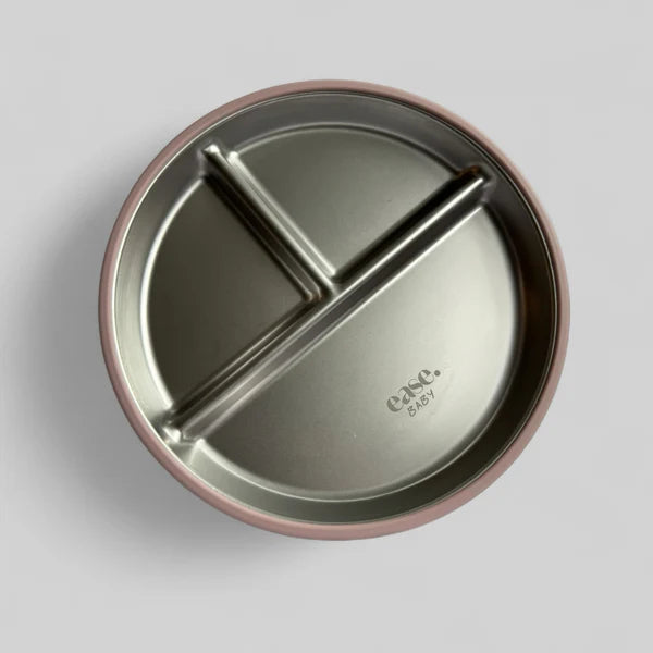 Grip Ease Toddler Plate Divided Baby Pink - Ease.Baby