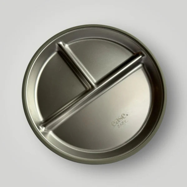 Grip Ease Toddler Plate Divided Army Green - Ease.Baby