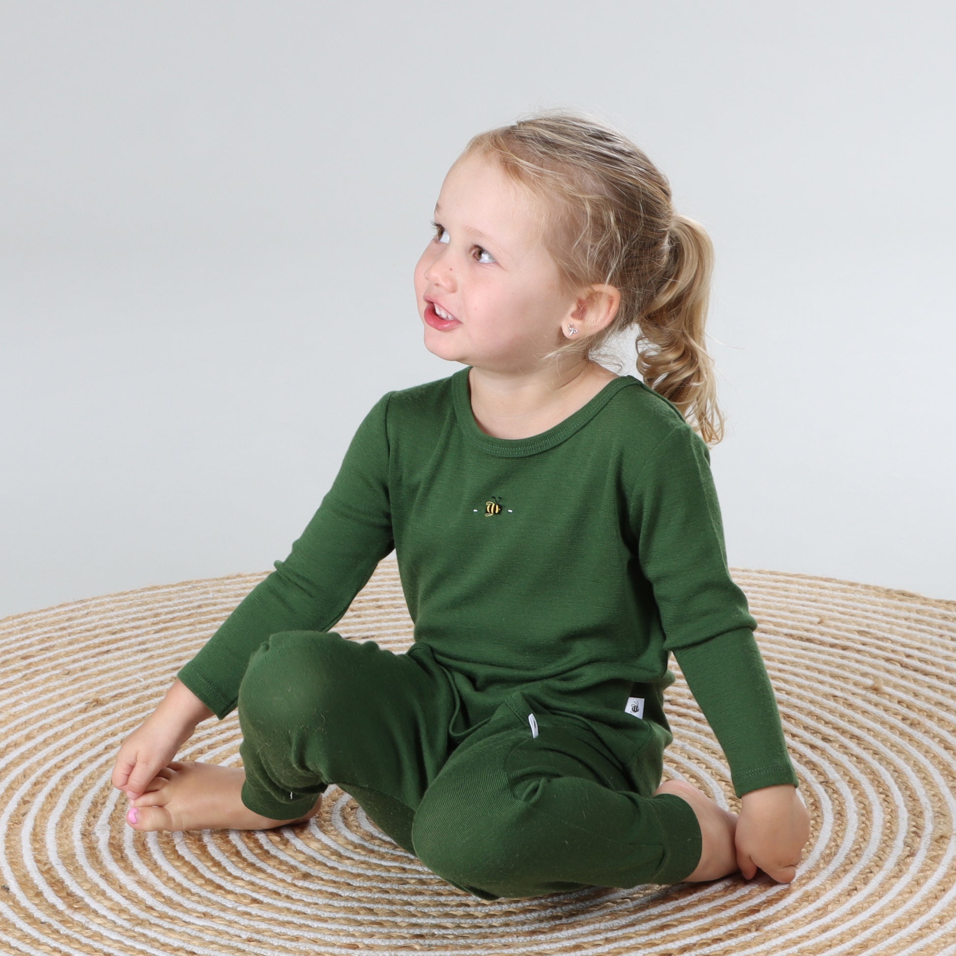 Merino Long Sleeve Top 12mth Evergreen - Dimples