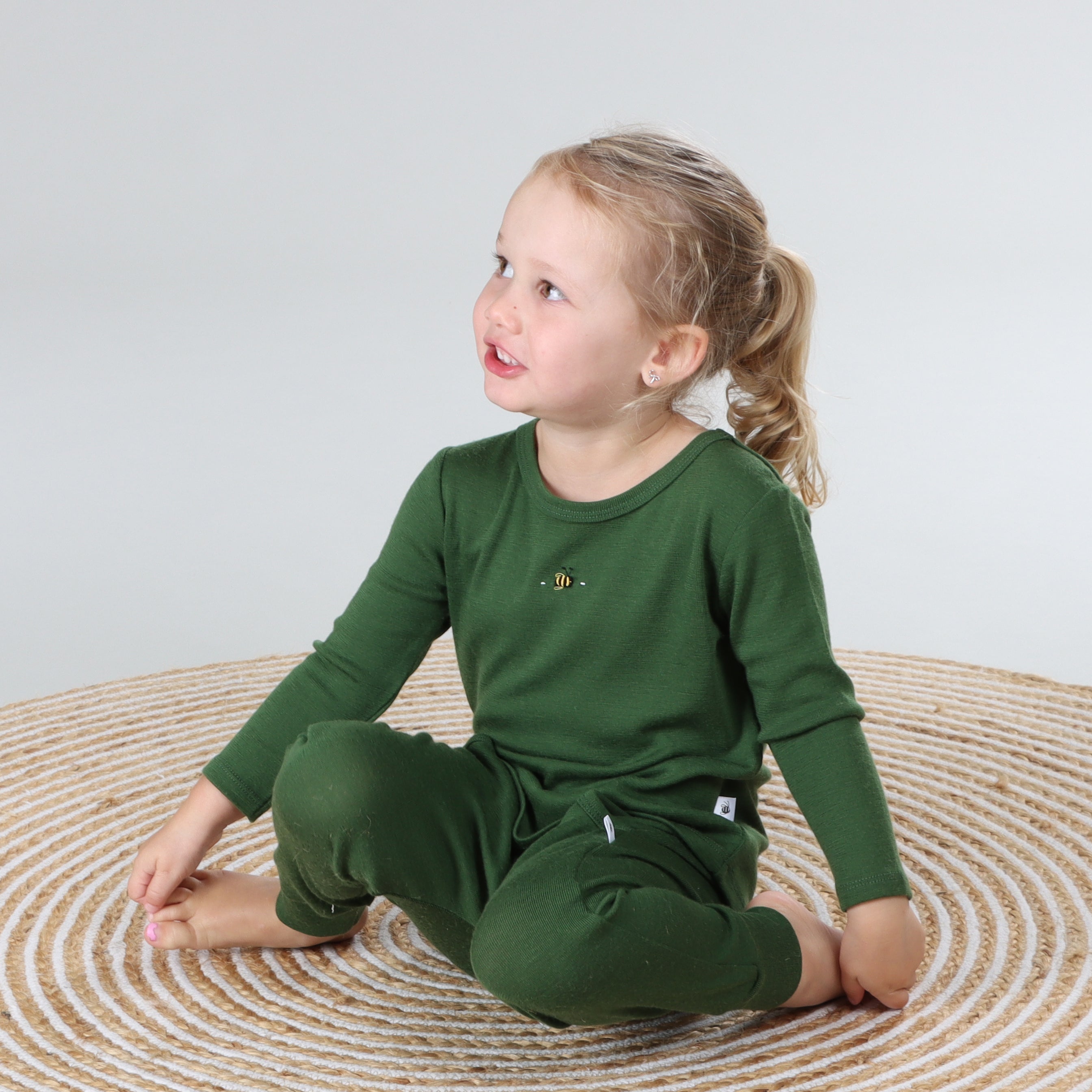 Merino Long Sleeve Top 12mth Evergreen - Dimples
