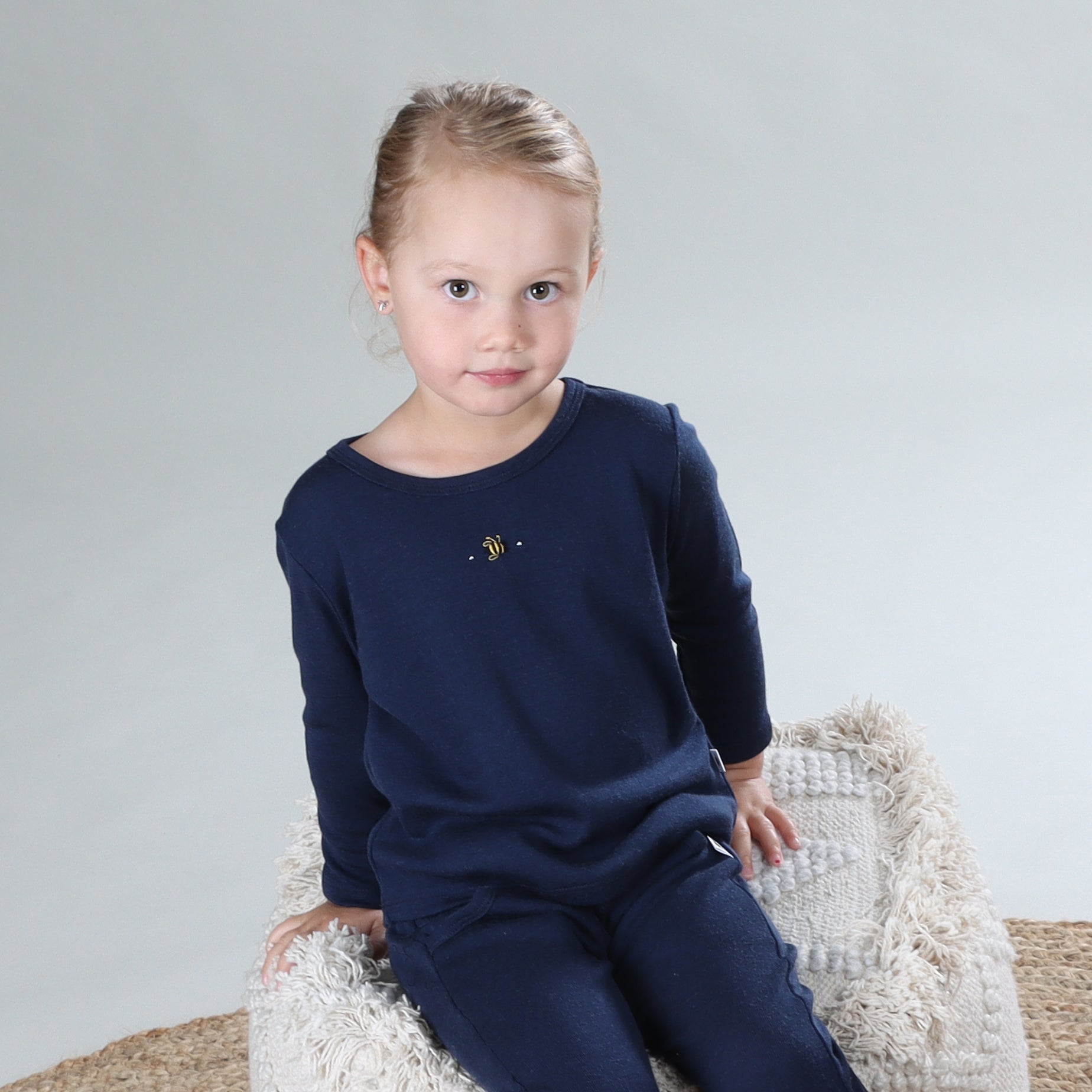 Merino Long Sleeve Top 12mth Midnight Blue - Dimples