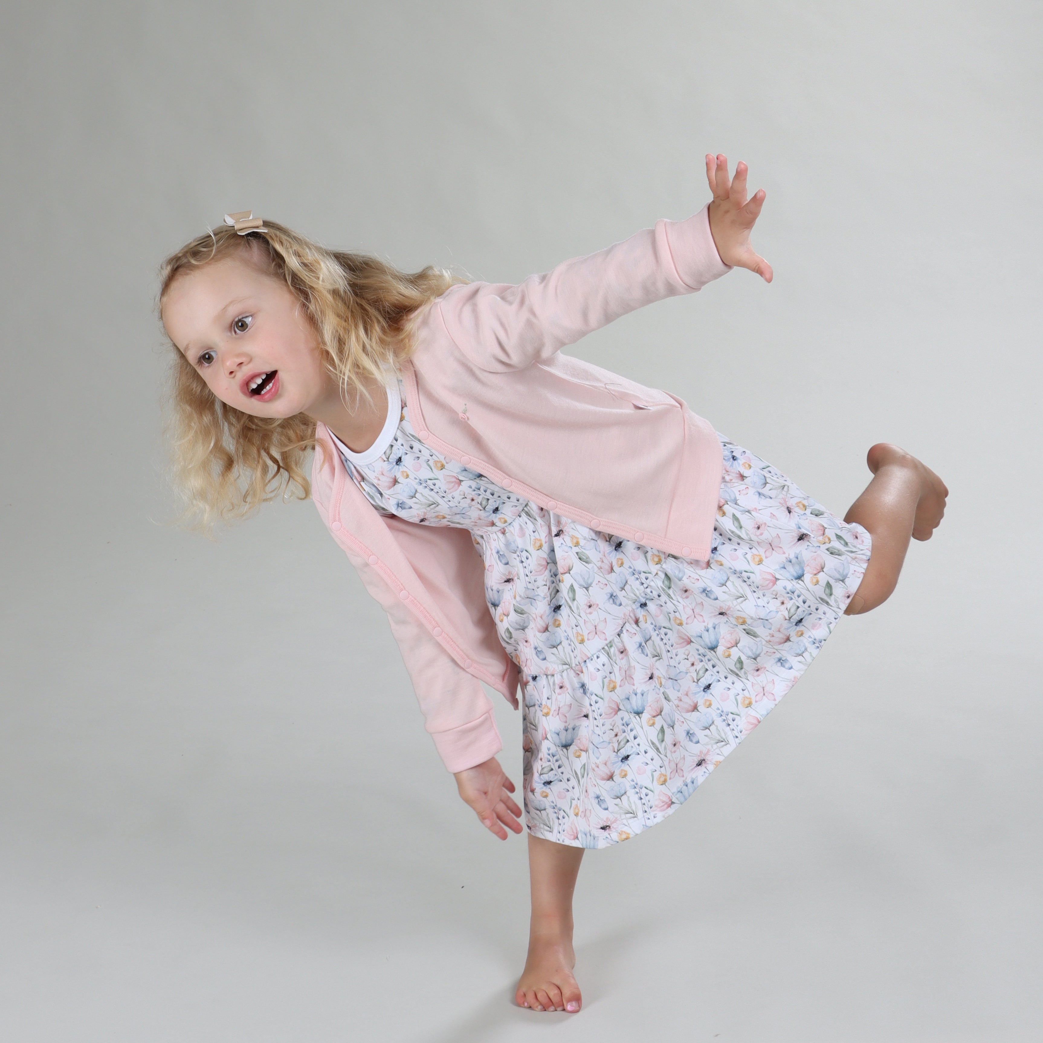 Cotton Tiered Dress 12mth Floral - Little Bee by Dimples