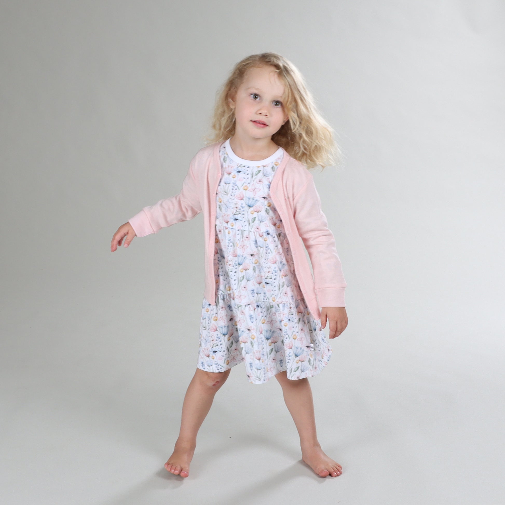 Cotton Tiered Dress 12mth Floral - Little Bee by Dimples